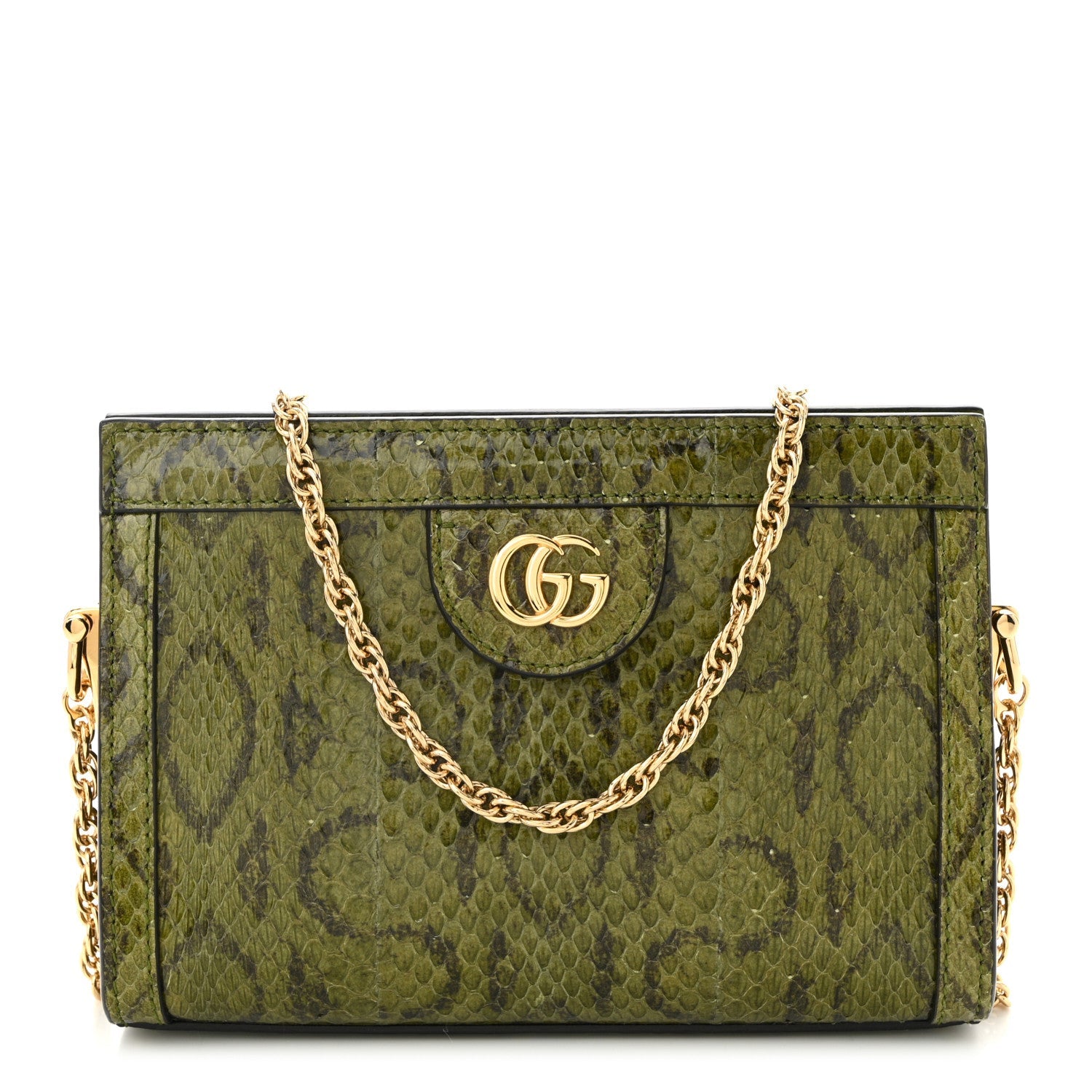 Snakeskin GG Mini Ophidia Chain Shoulder Bag Green