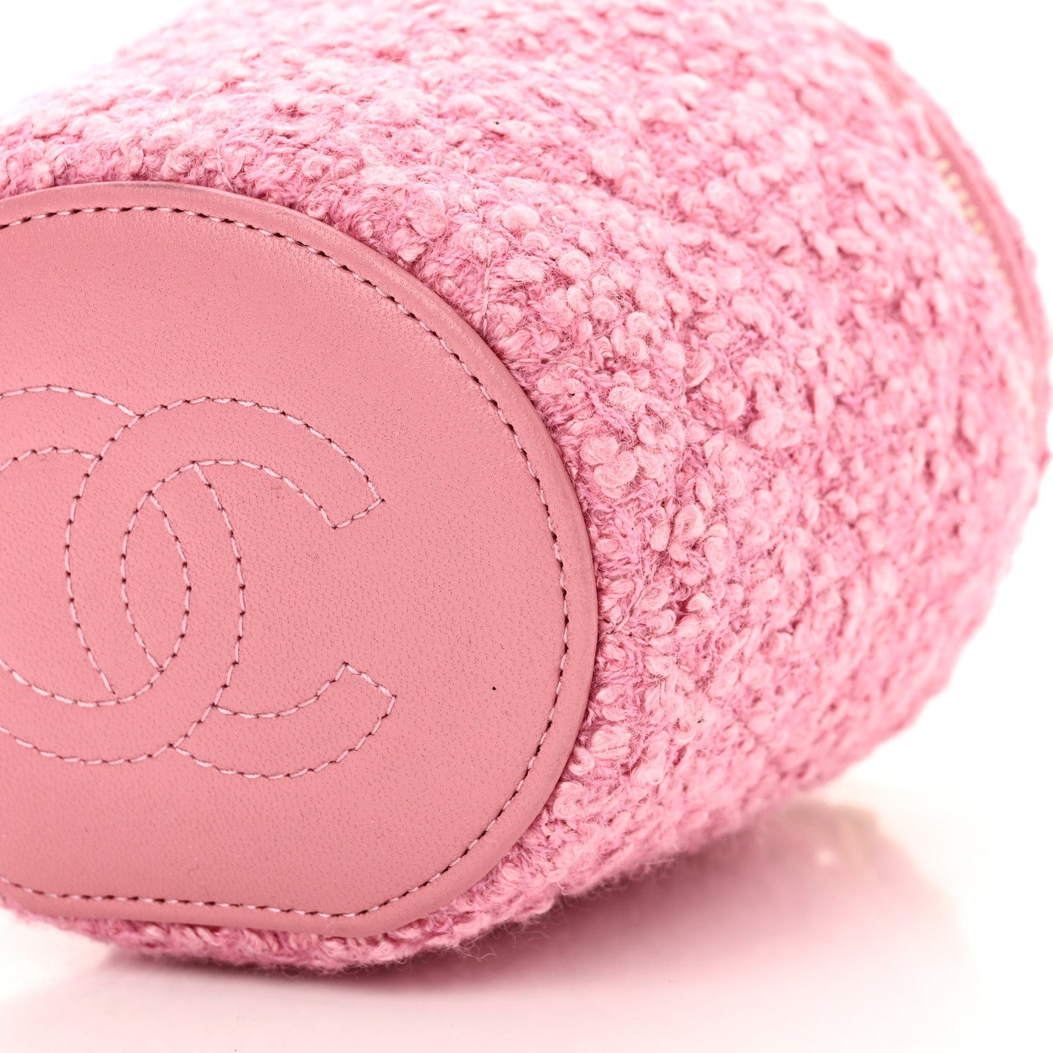 Tweed Quilted Afternoon Tea Top Handle Vanity Case With Chain Pink