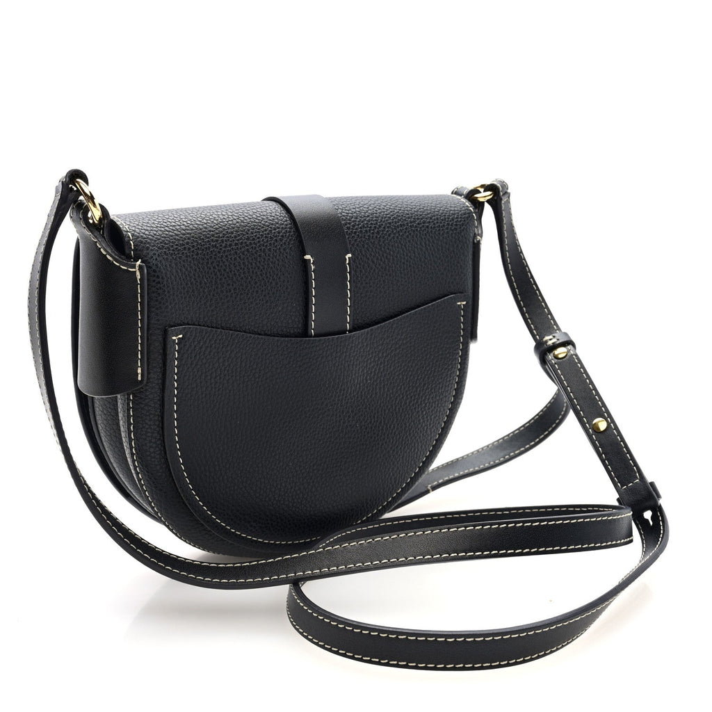 Grained Calfskin Small Darryl Saddle Crossbody Bag Black
