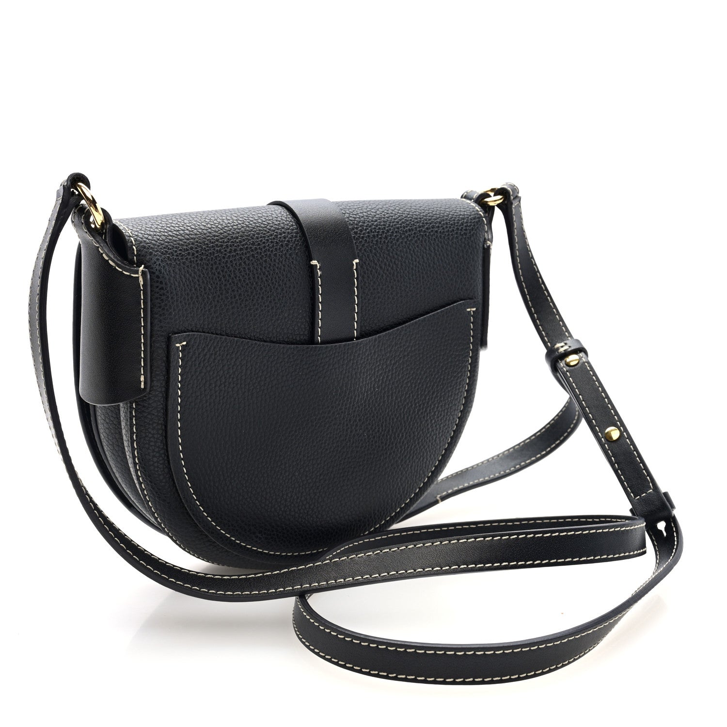 Grained Calfskin Small Darryl Saddle Crossbody Bag Black