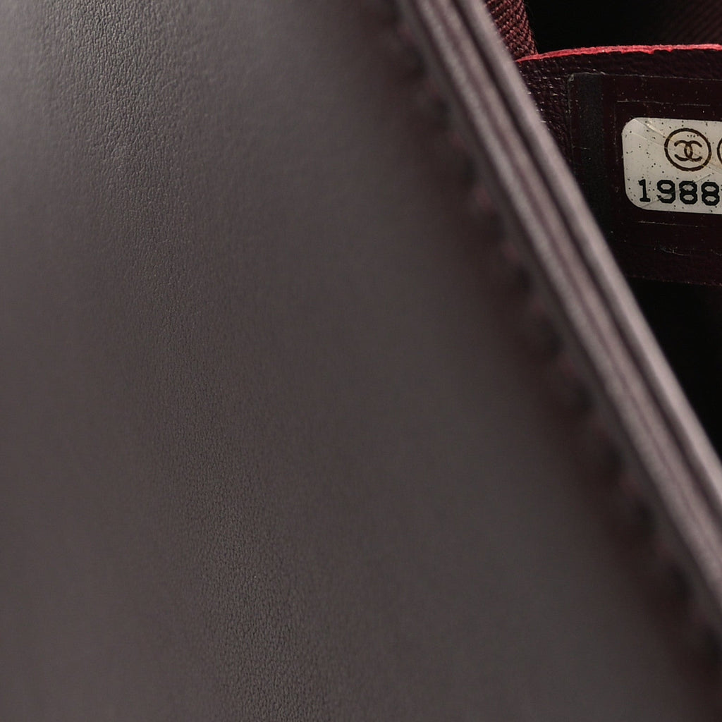 Calfskin Chevron Quilted New Medium Boy Flap Burgundy