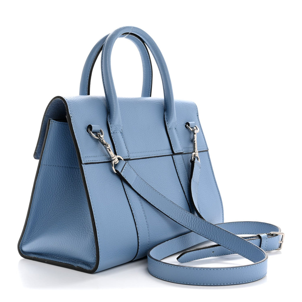 Classic Grain Calfskin Small Bayswater Porcelain Blue