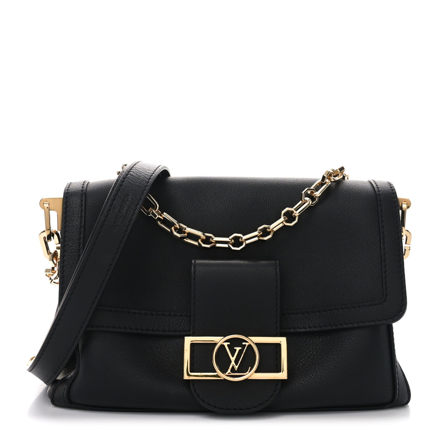 Smooth Calfskin Soft Dauphine MM Black