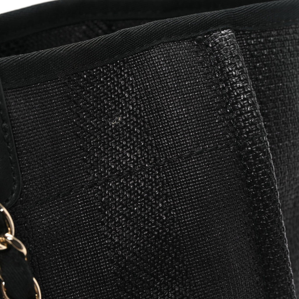 Mixed Fibers Calfskin Striped Medium Deauville Black