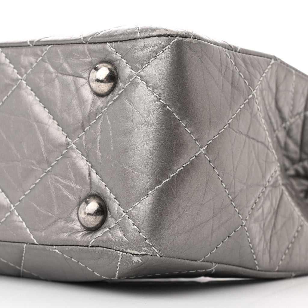 Metallic Aged Calfskin Reissue 2.55 Tote Silver