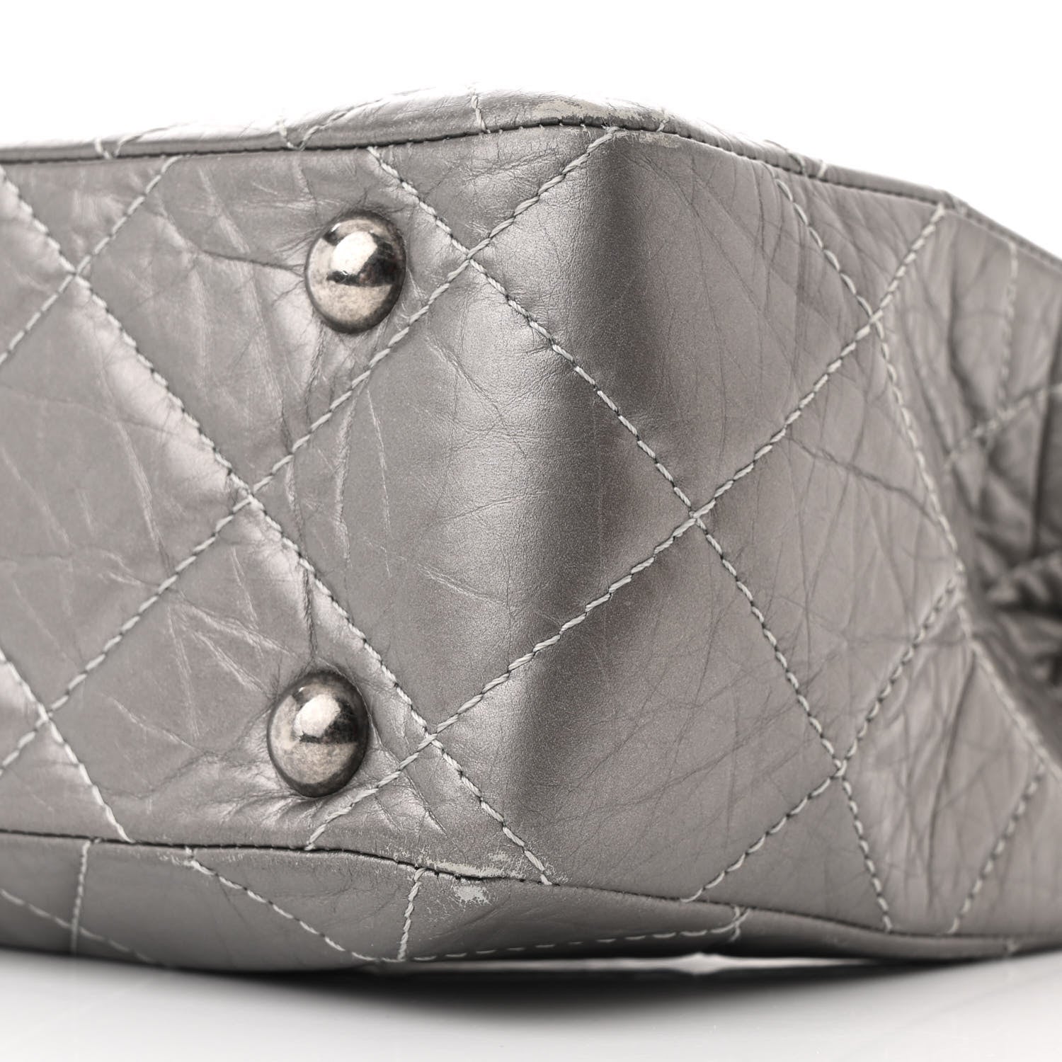 Metallic Aged Calfskin Reissue 2.55 Tote Silver