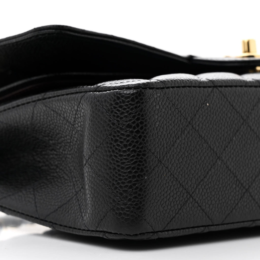 Caviar Quilted Medium Double Flap Black