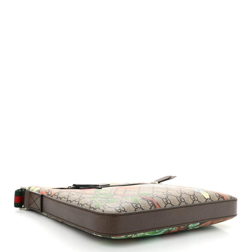 GG Supreme Monogram Tian Web Medium Flat Messenger Beige Multicolor New Acero
