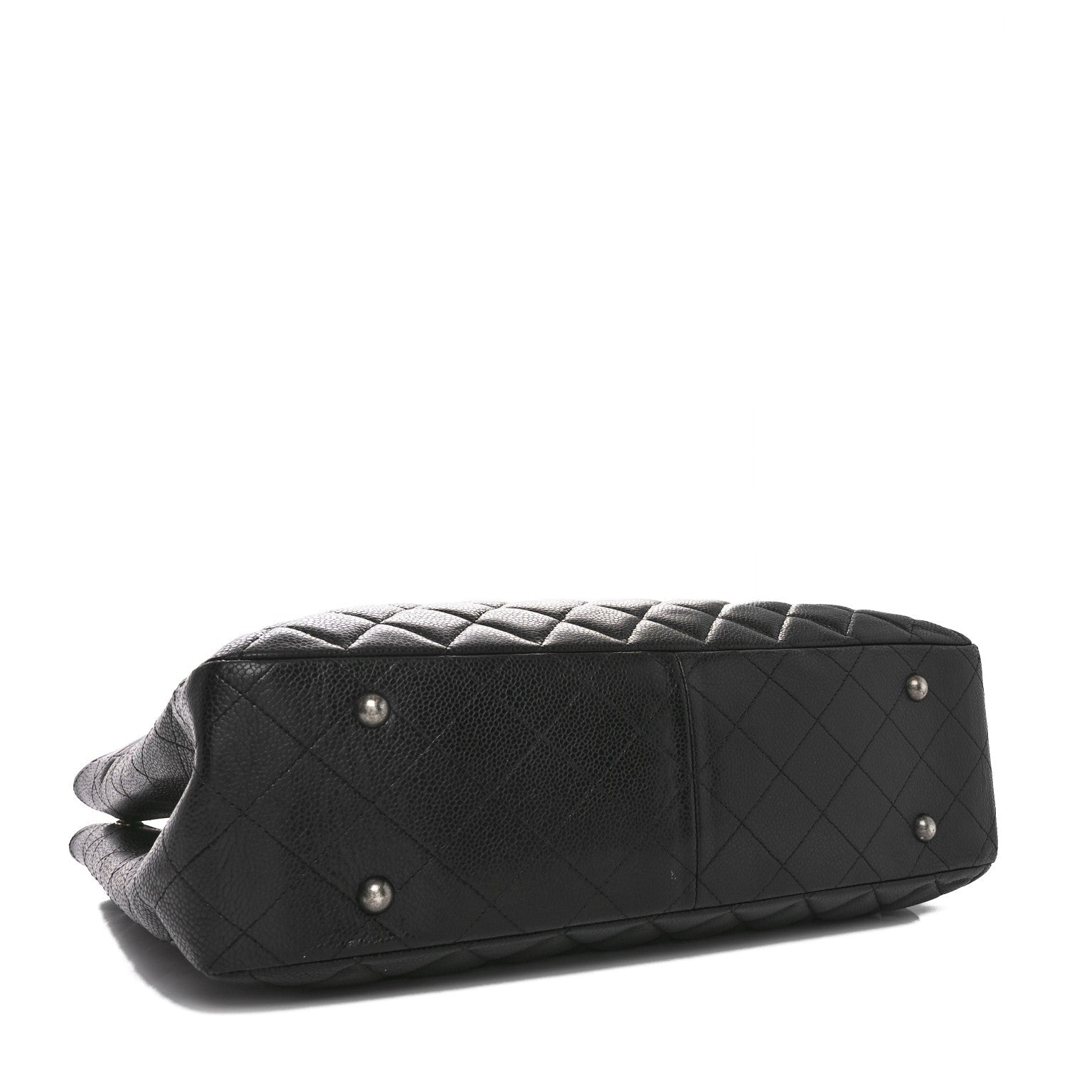 Caviar Quilted Large Shopping Tote Black