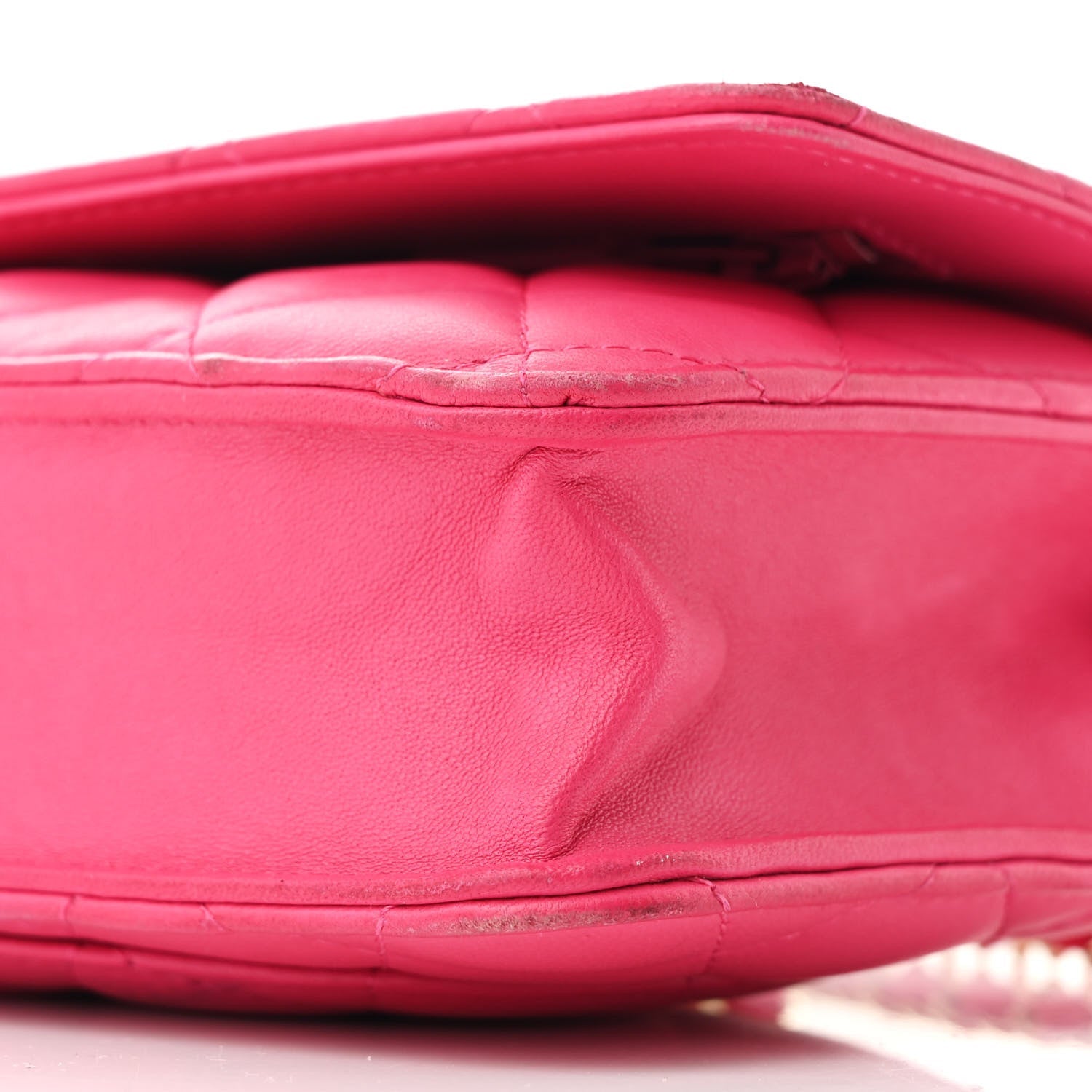 Lambskin Quilted Wallet on Chain WOC Fuchsia