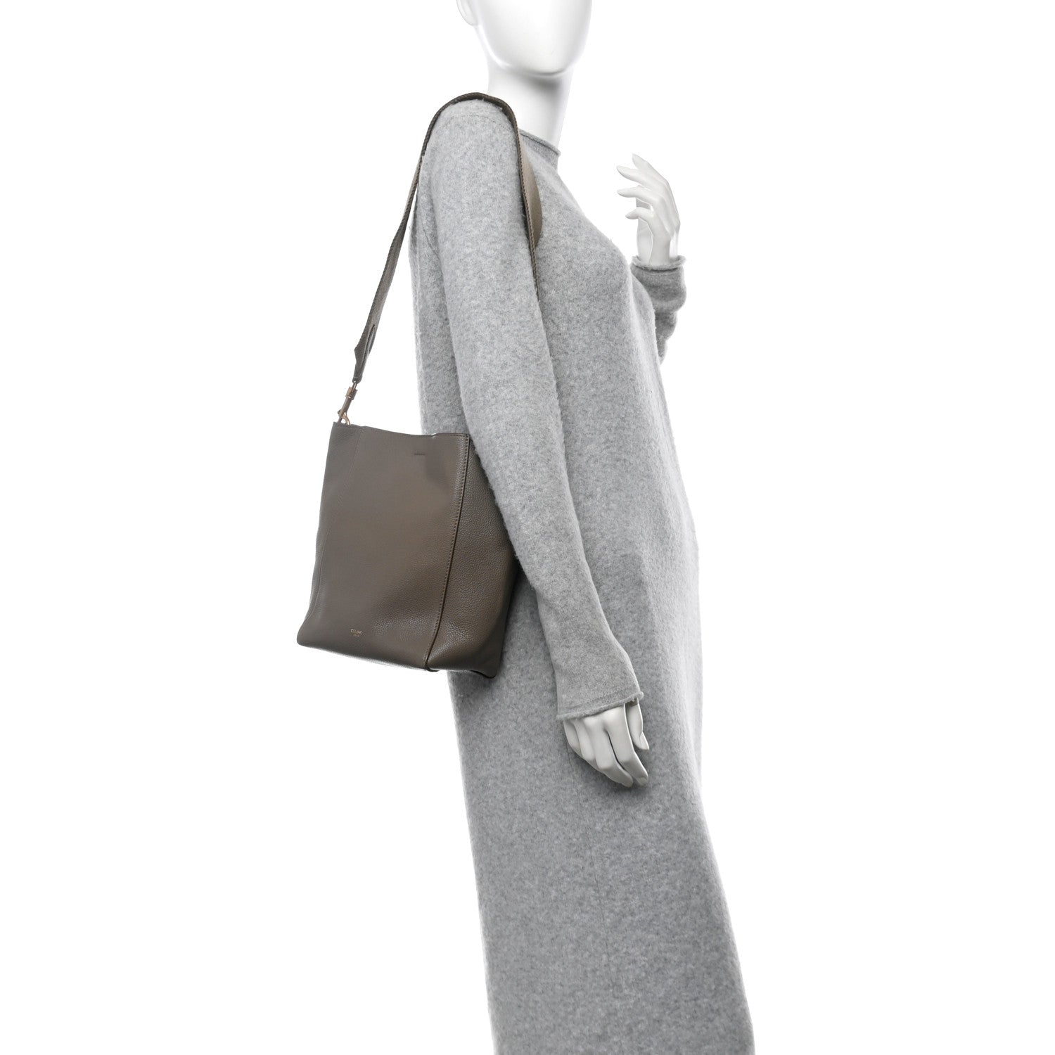 Soft Grained Calfskin Small Sangle Bucket Bag Taupe