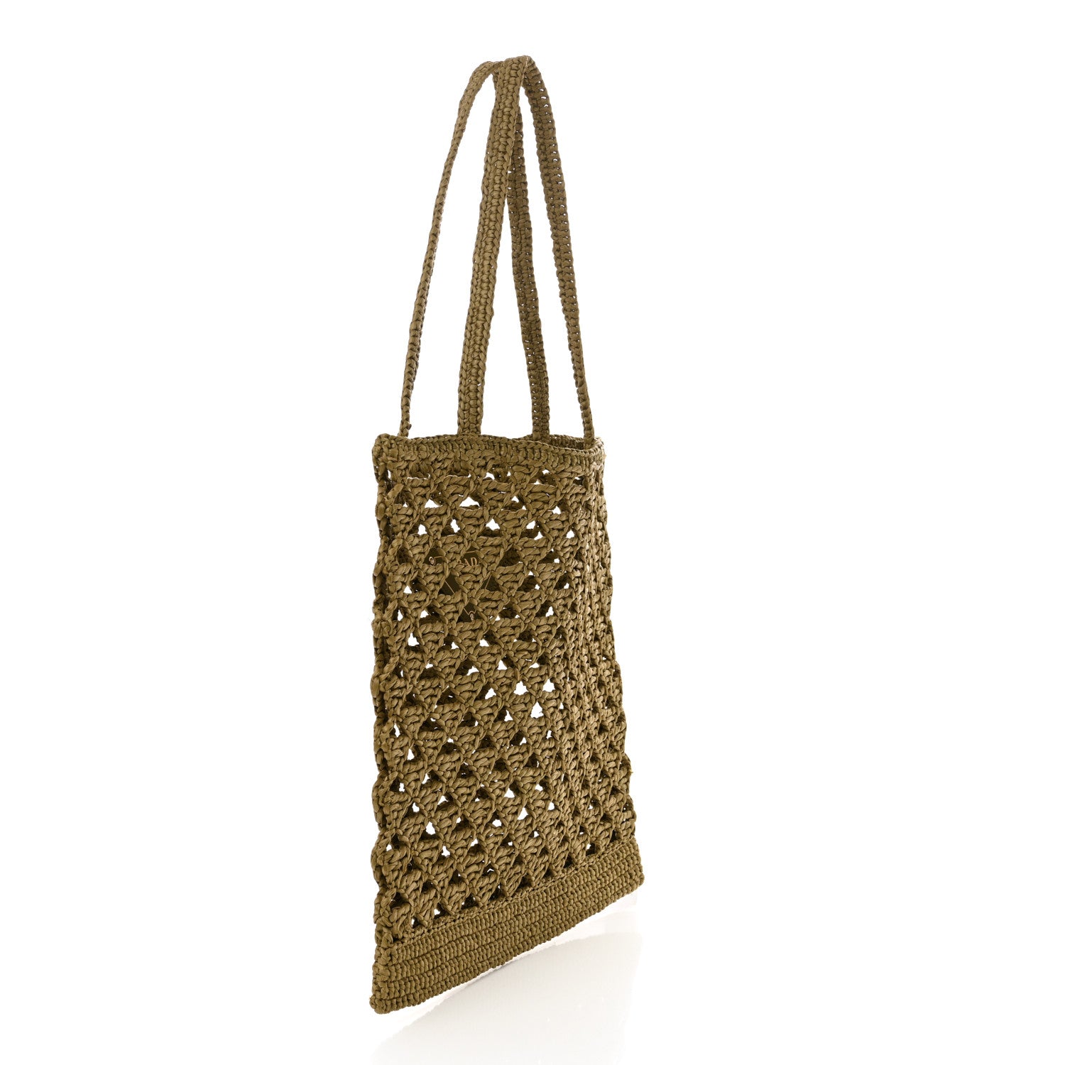 Yarn Raffia Effect Embroidered Logo Tote Oliva