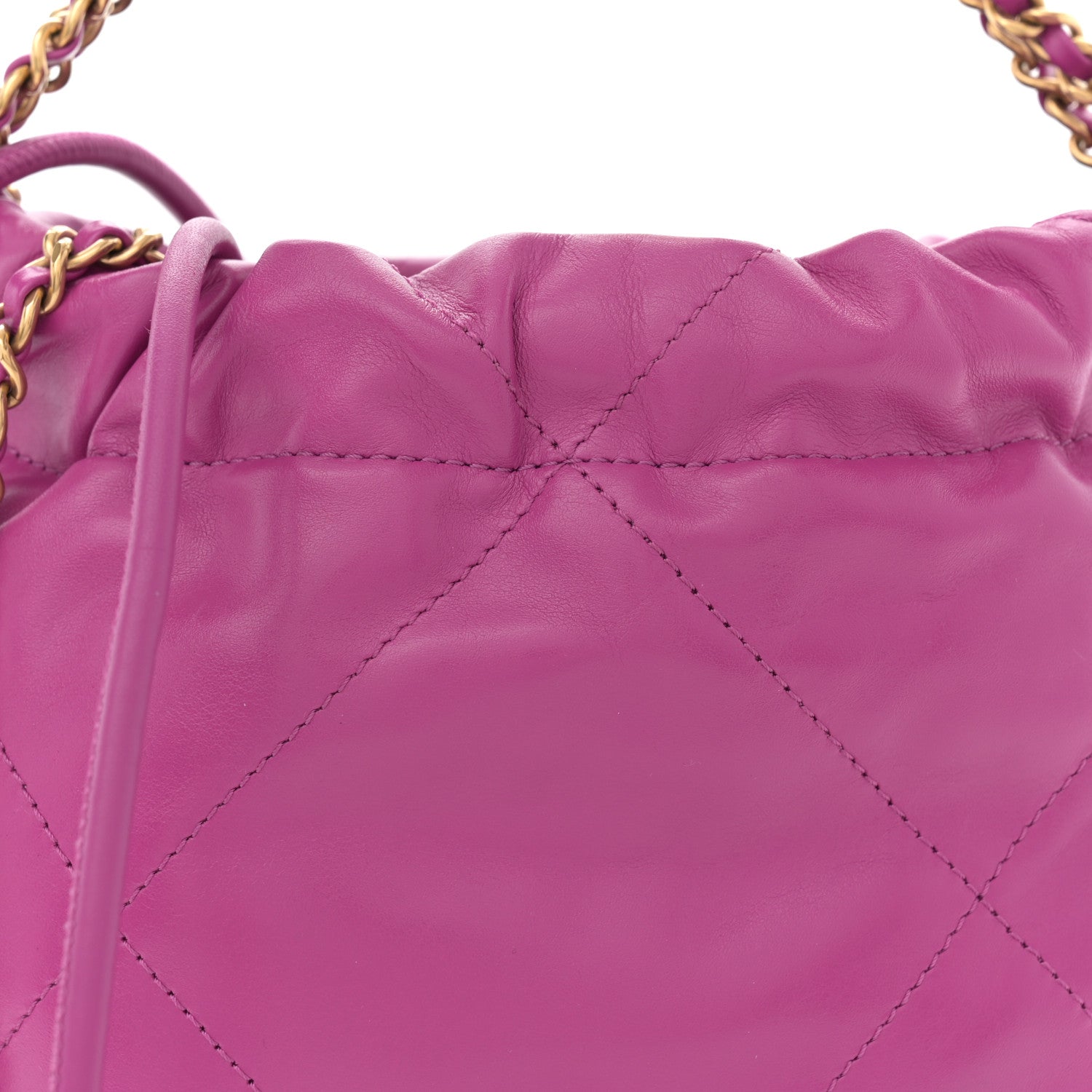 Shiny Calfskin Quilted Mini Chanel 22 Purple