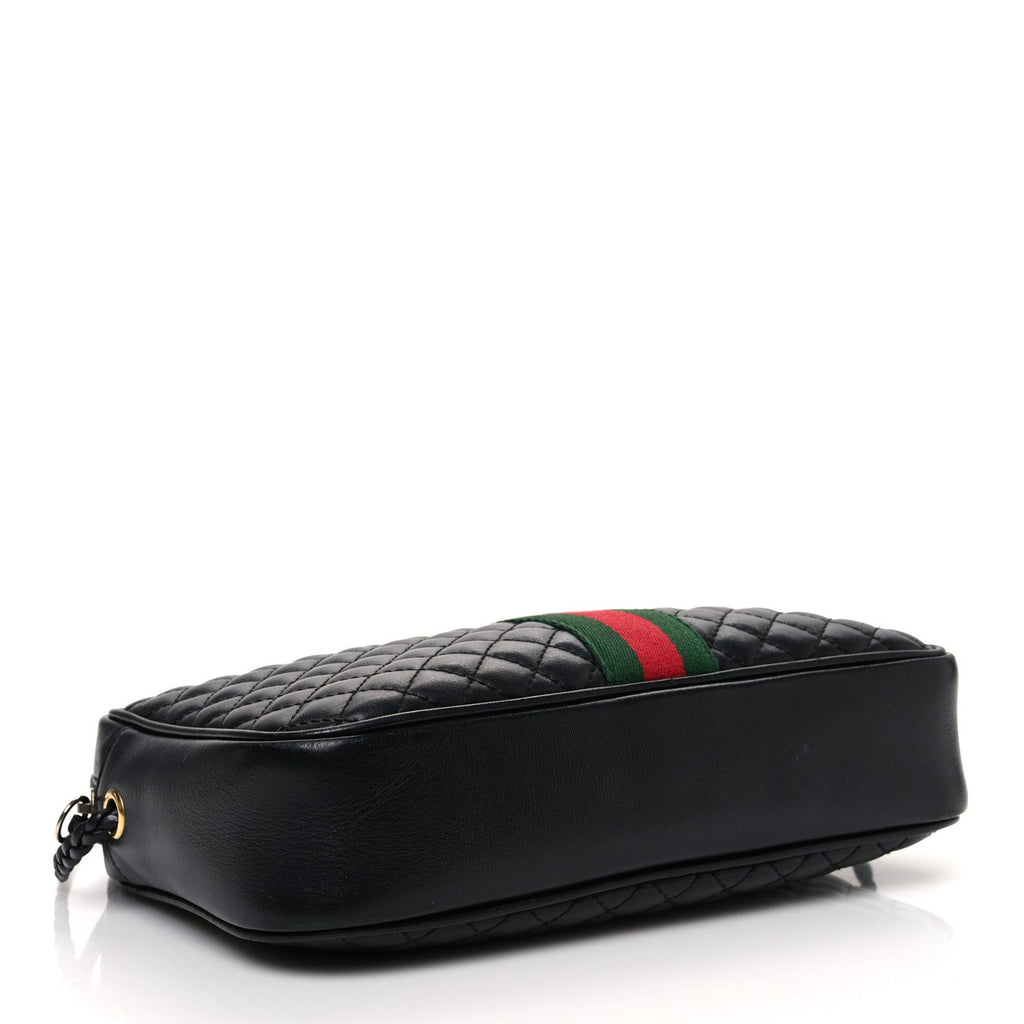Calfskin Web Trapuntata Small GG Shoulder Bag Black