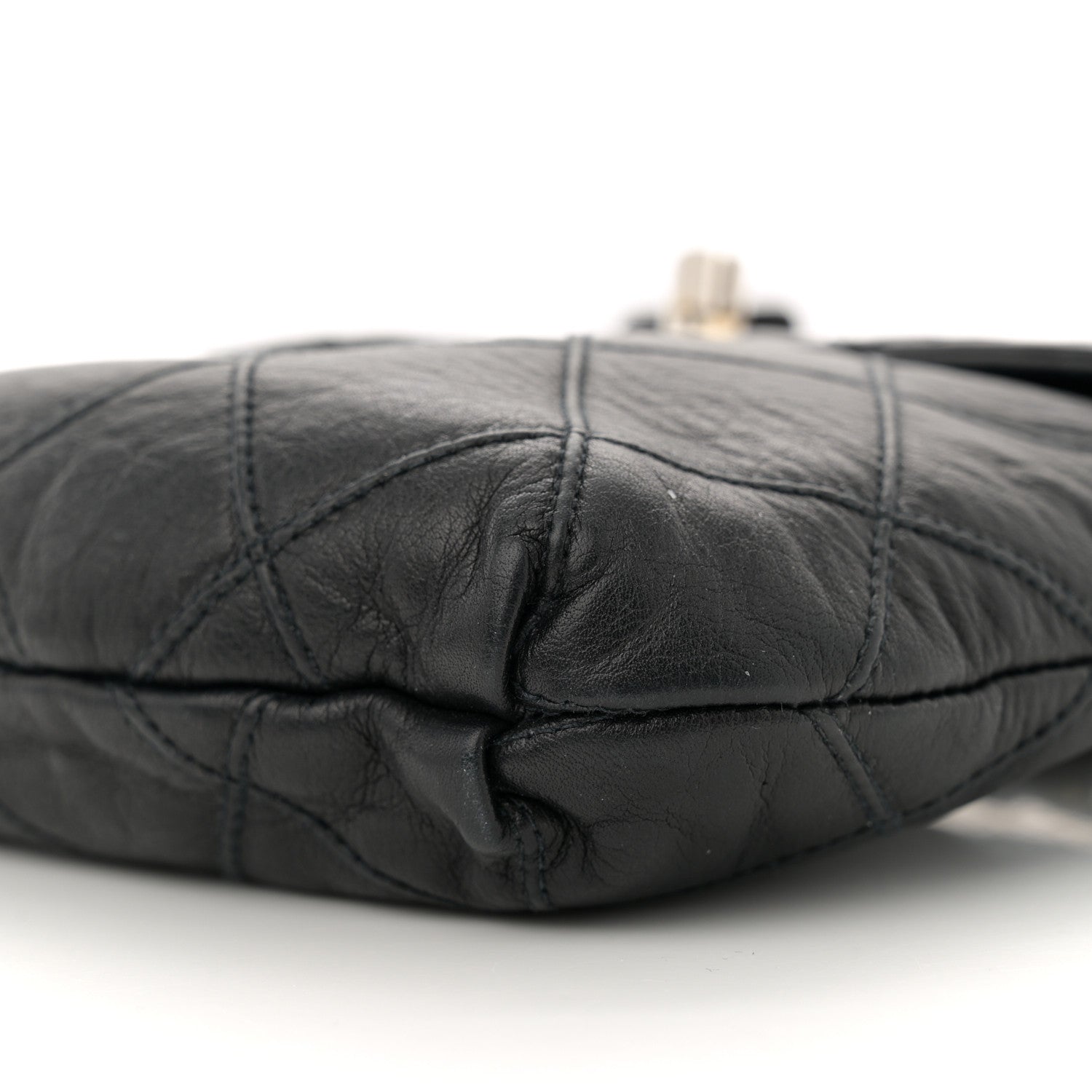 Lambskin Diamond Stitched Flap Waist Belt Bag 80 32 Black