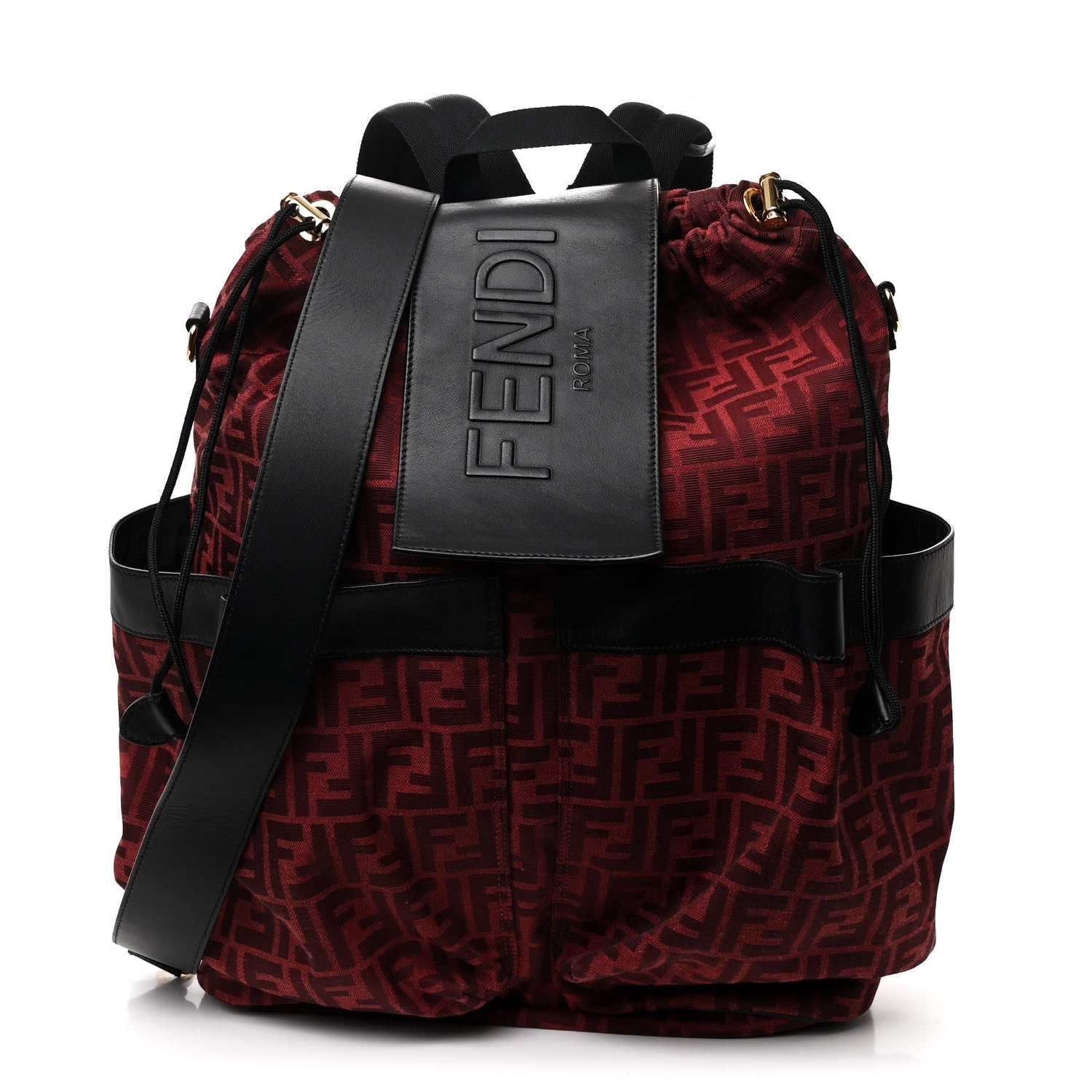 Recycled Fabric Jacquard Vitello Grace FF 1974 Large Fendi Strike Backpack Rosso Marlboro Black