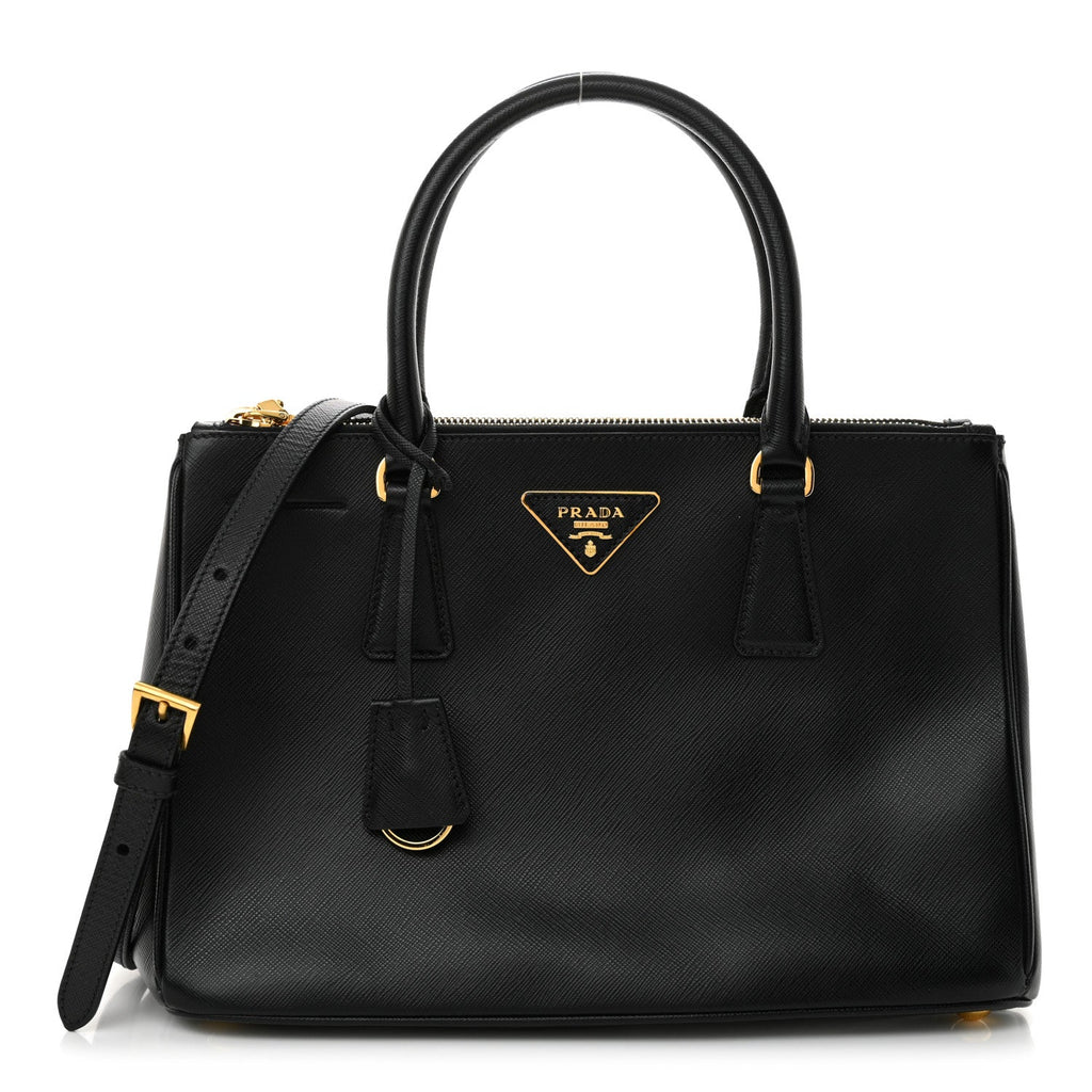 Saffiano Small Galleria Double Zip Tote Black