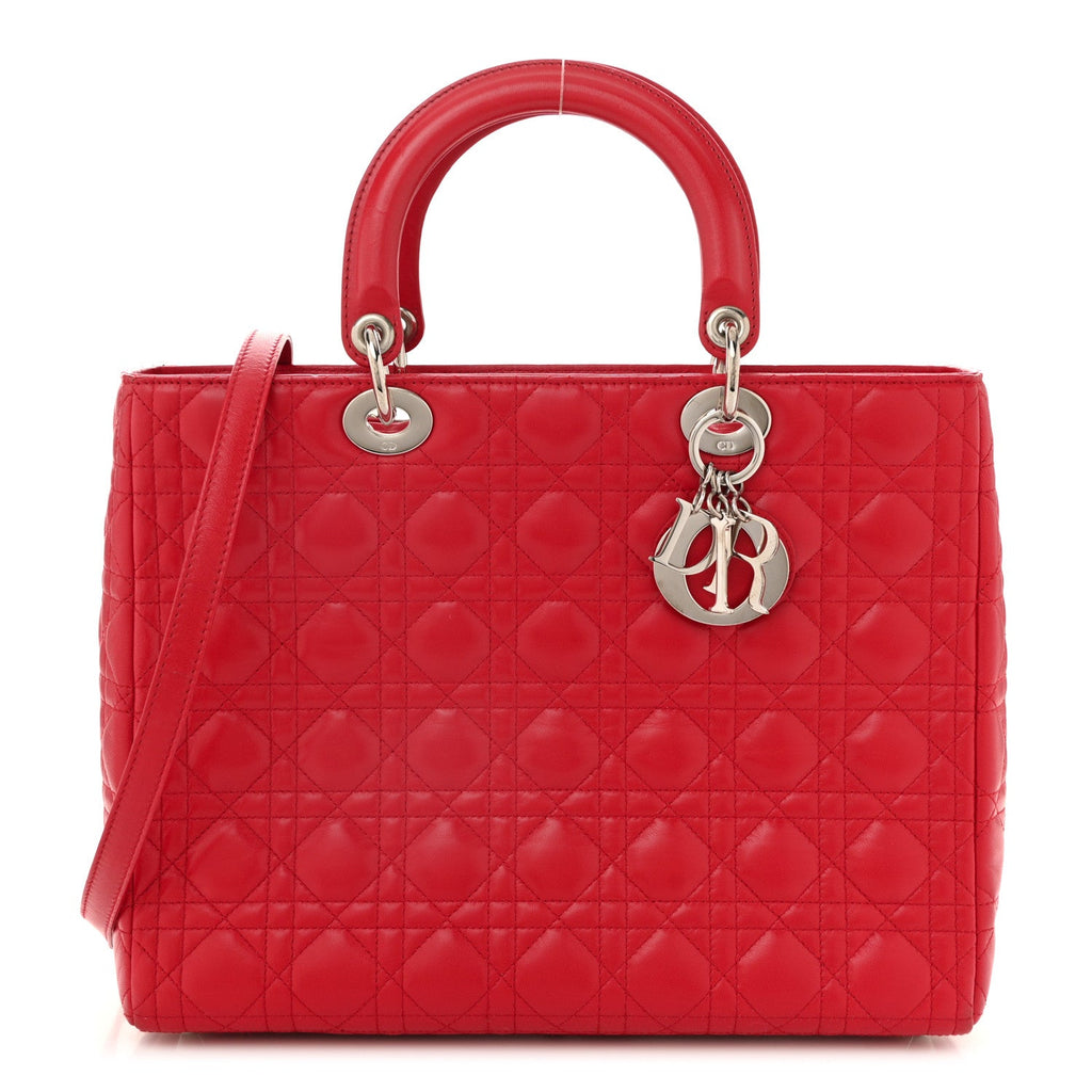 Lambskin Cannage Large Lady Dior Red