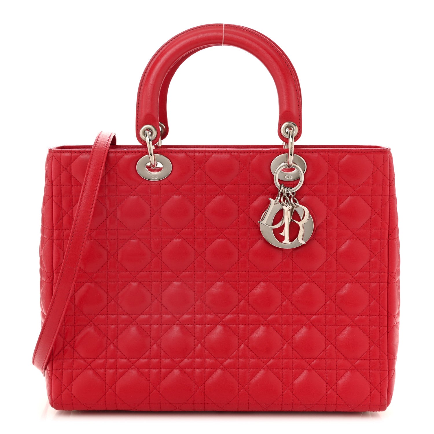 Lambskin Cannage Large Lady Dior Red