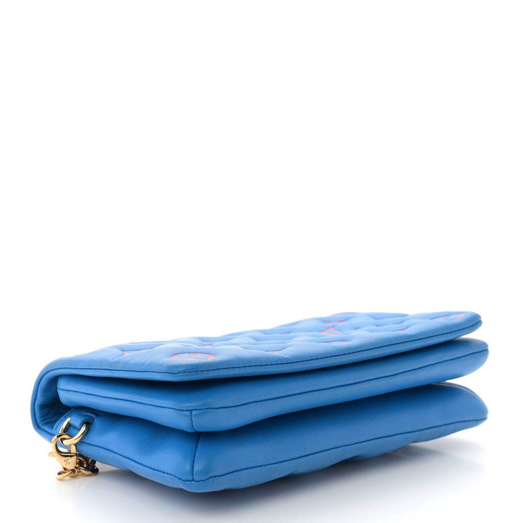 Lambskin Embossed Monogram Vuittamins Pochette Coussin Blue Red