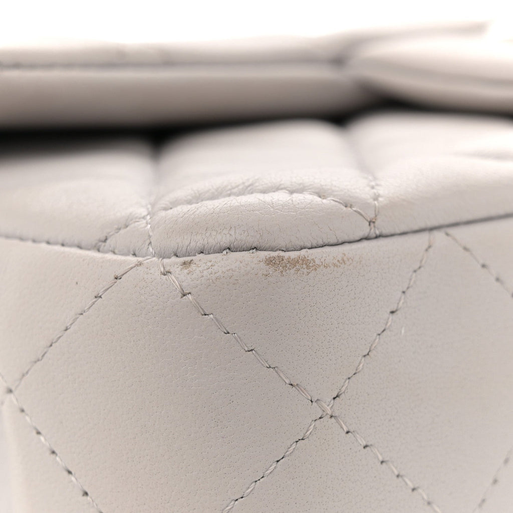 Lambskin Quilted Mini Rectangular Flap Grey