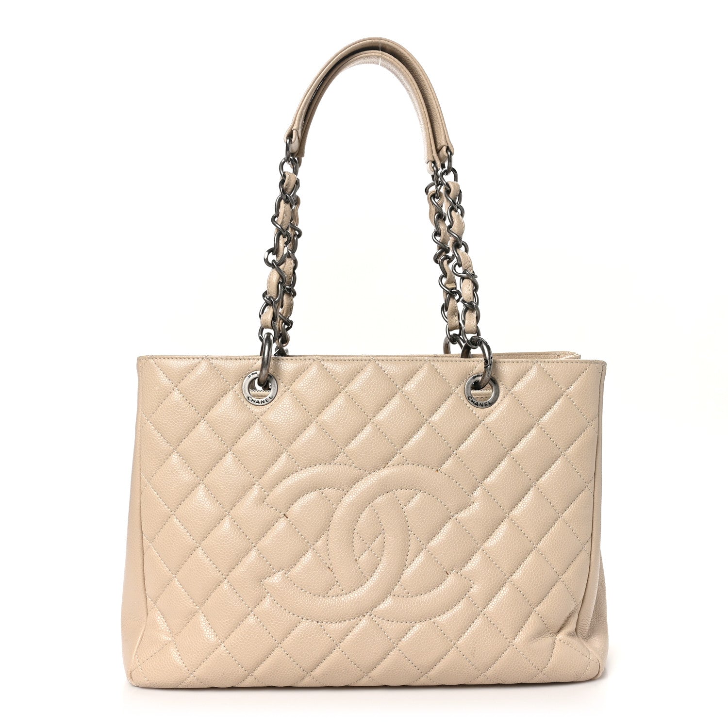 Caviar Quilted Grand Shopping Tote GST Beige Clair