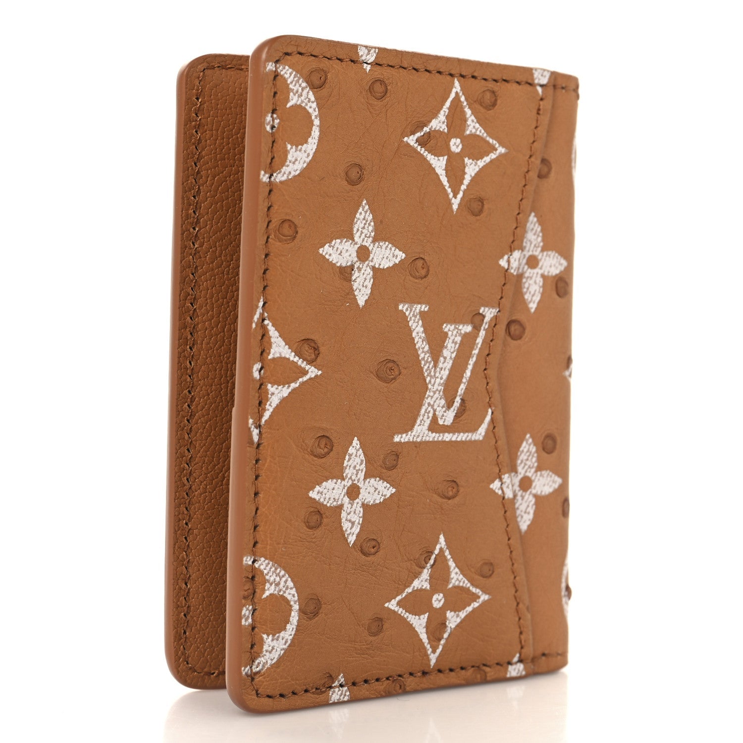 Ostrich Monogram Pocket Organizer NM