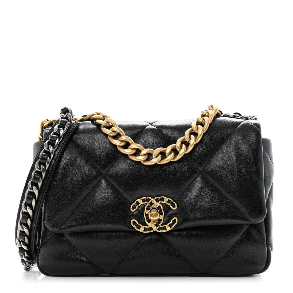 Lambskin Quilted Medium Chanel 19 Flap Black