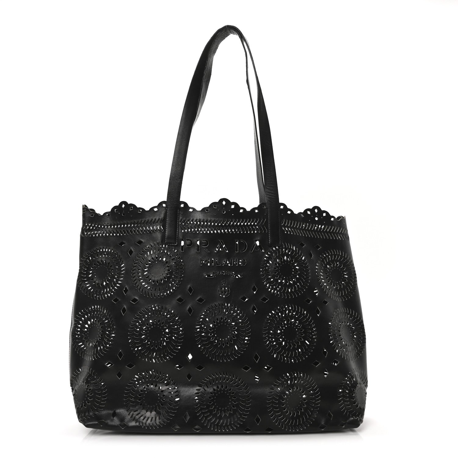 City Calf Laser Cut Tote Black