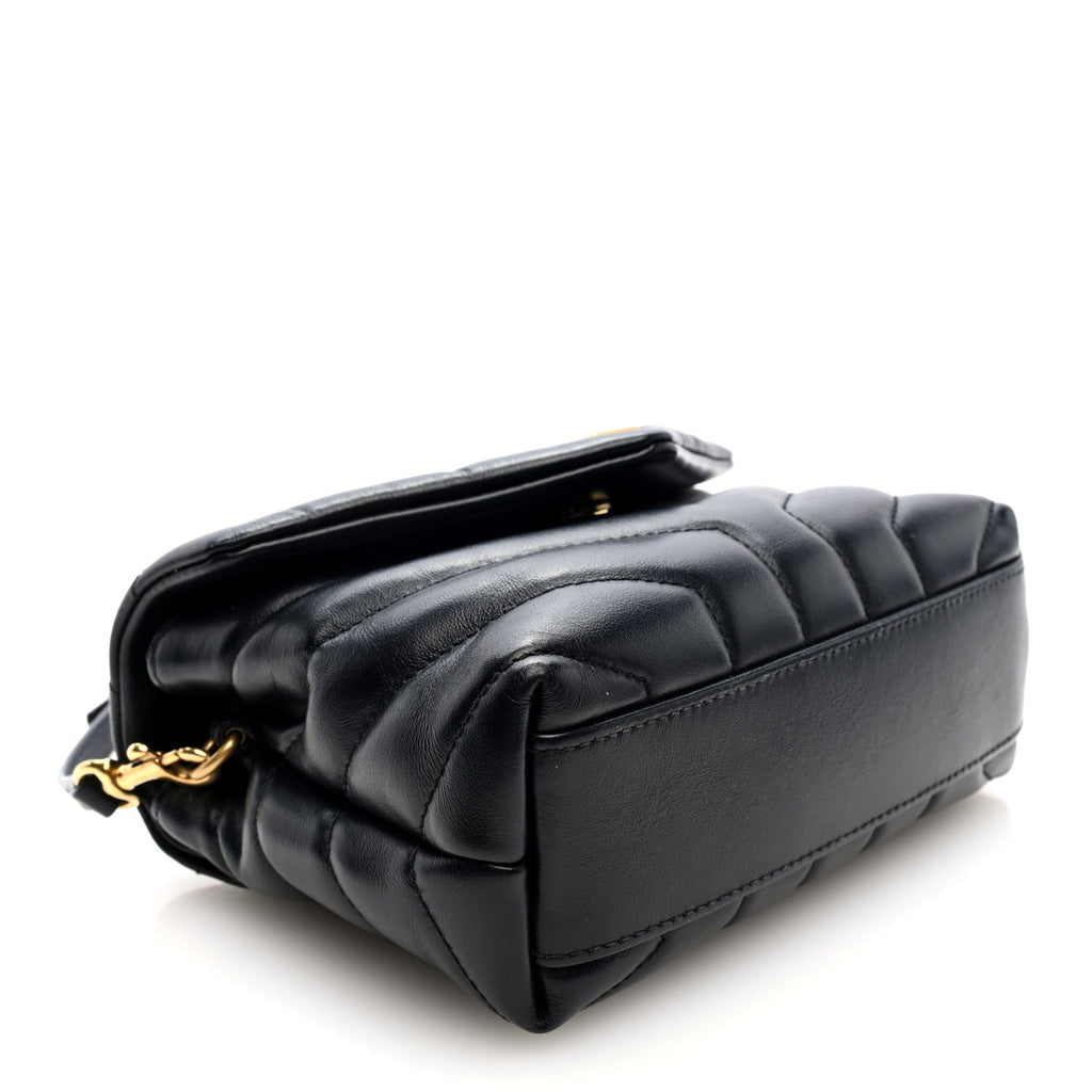 Calfskin Y Quilted Monogram Toy Loulou Crossbody Bag Black