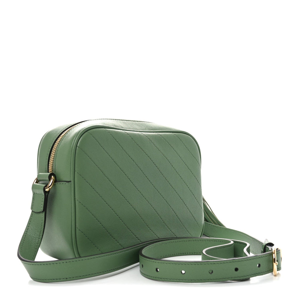 Sakai Be Green Calfskin Diagonal Stitched Small Blondie Shoulder Bag Green Soil Grass