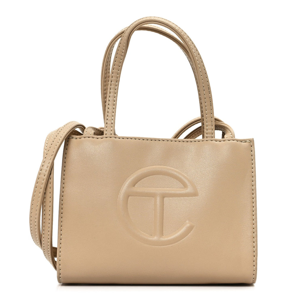 Vegan Leather Small Shopping Bag Cream