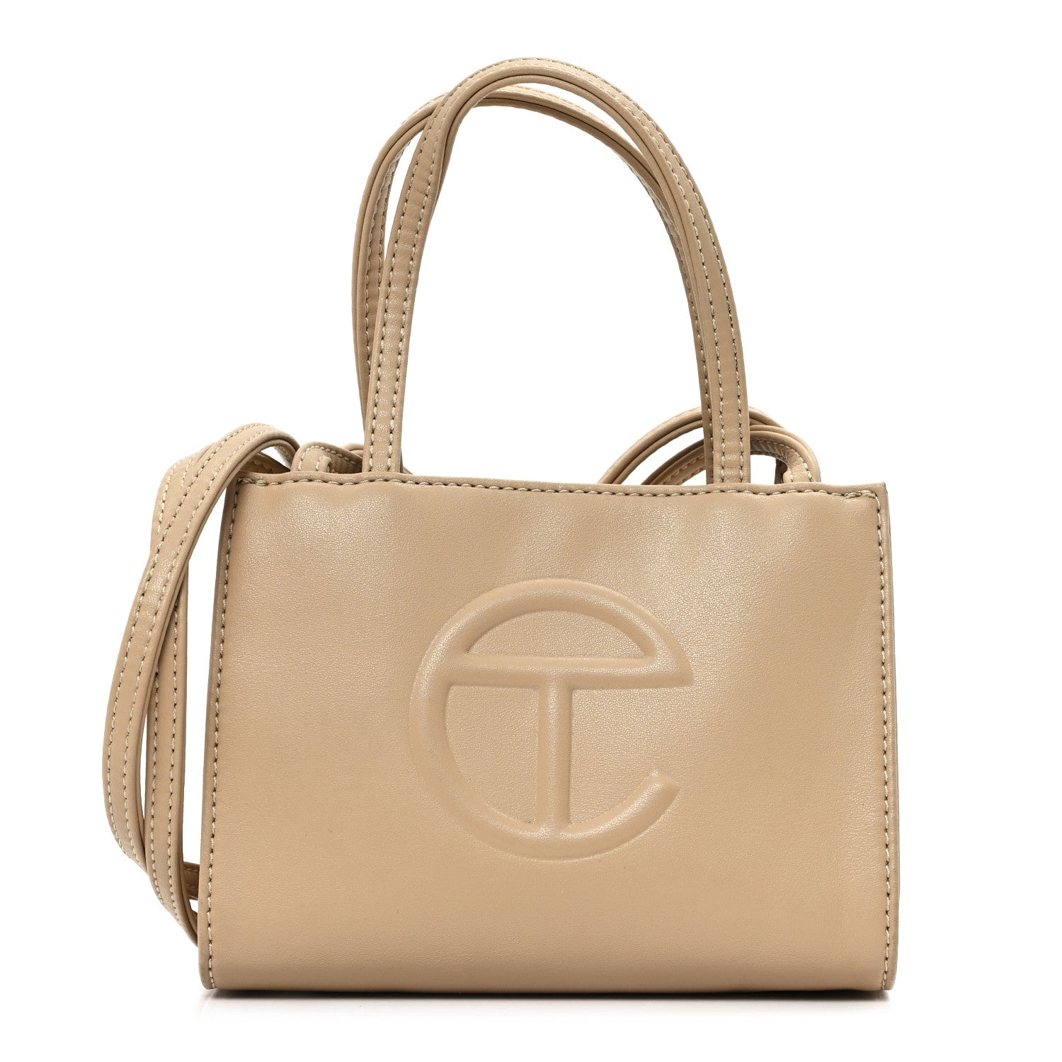 Vegan Leather Small Shopping Bag Cream