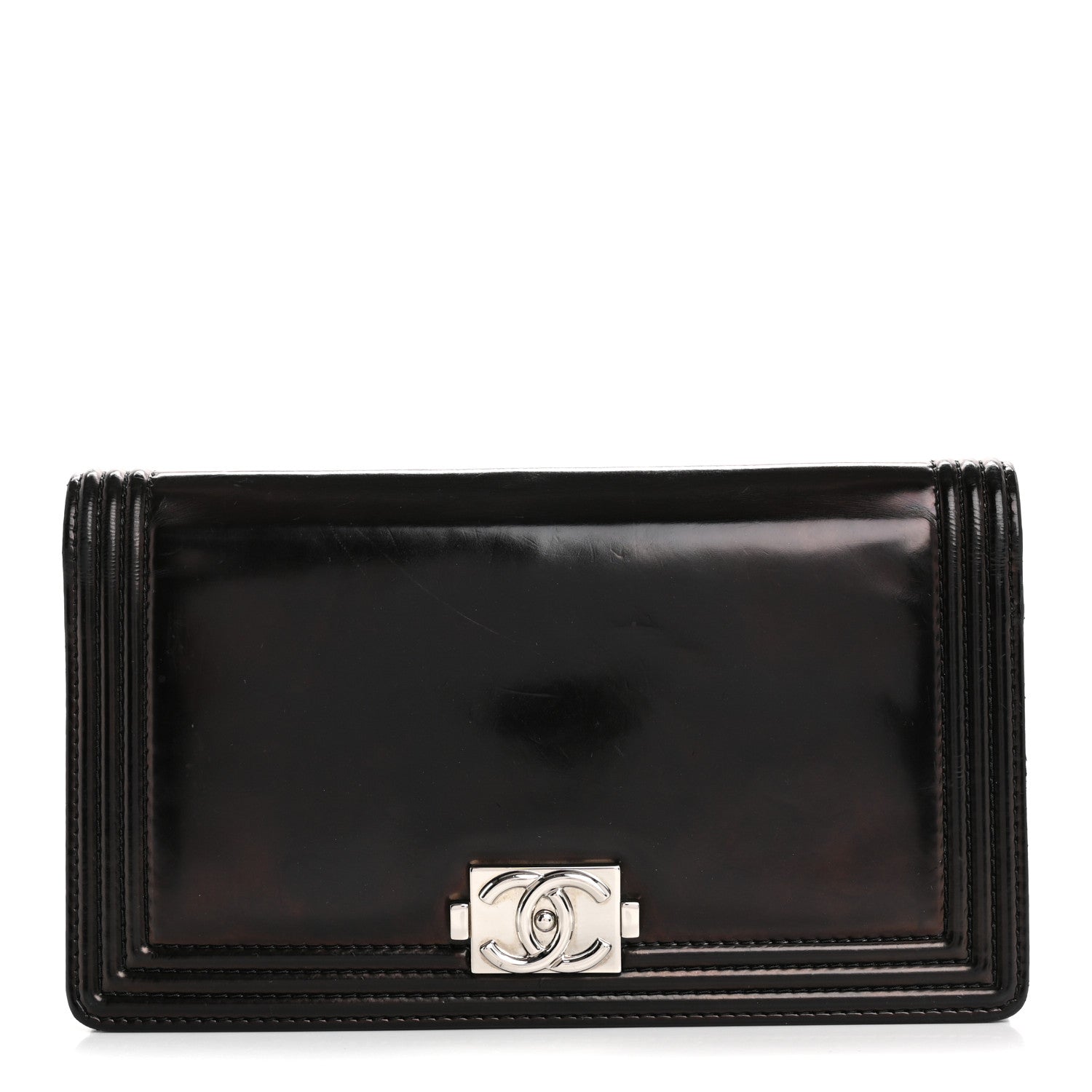 Glazed Calfskin Boy Yen Wallet Black