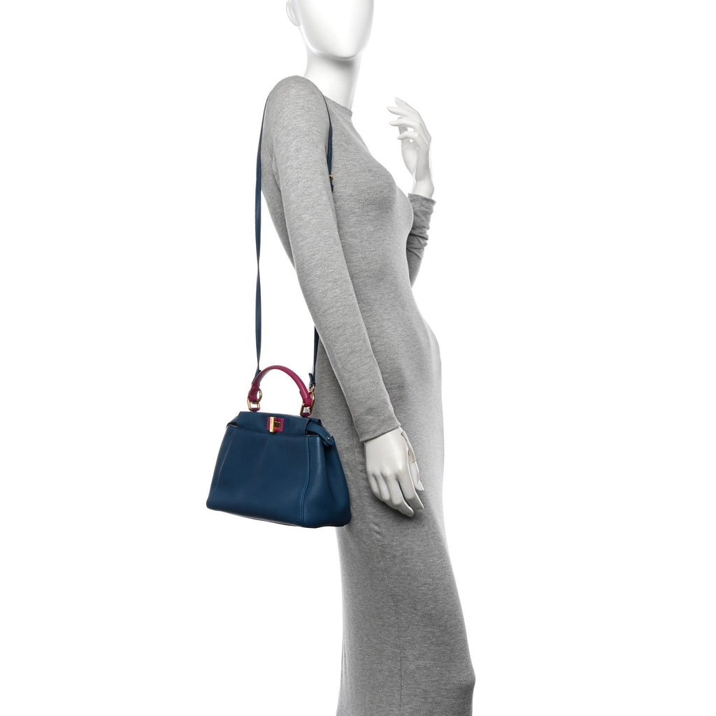 Nappa Colorblock Mini Peekaboo Iconic Satchel Iris Magenta Bubblegum