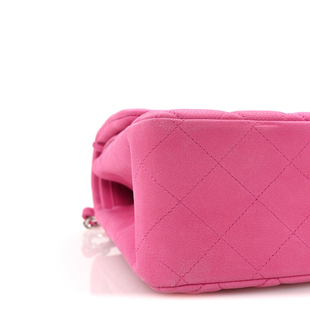 Iridescent Caviar Quilted Jumbo Double Flap Pink