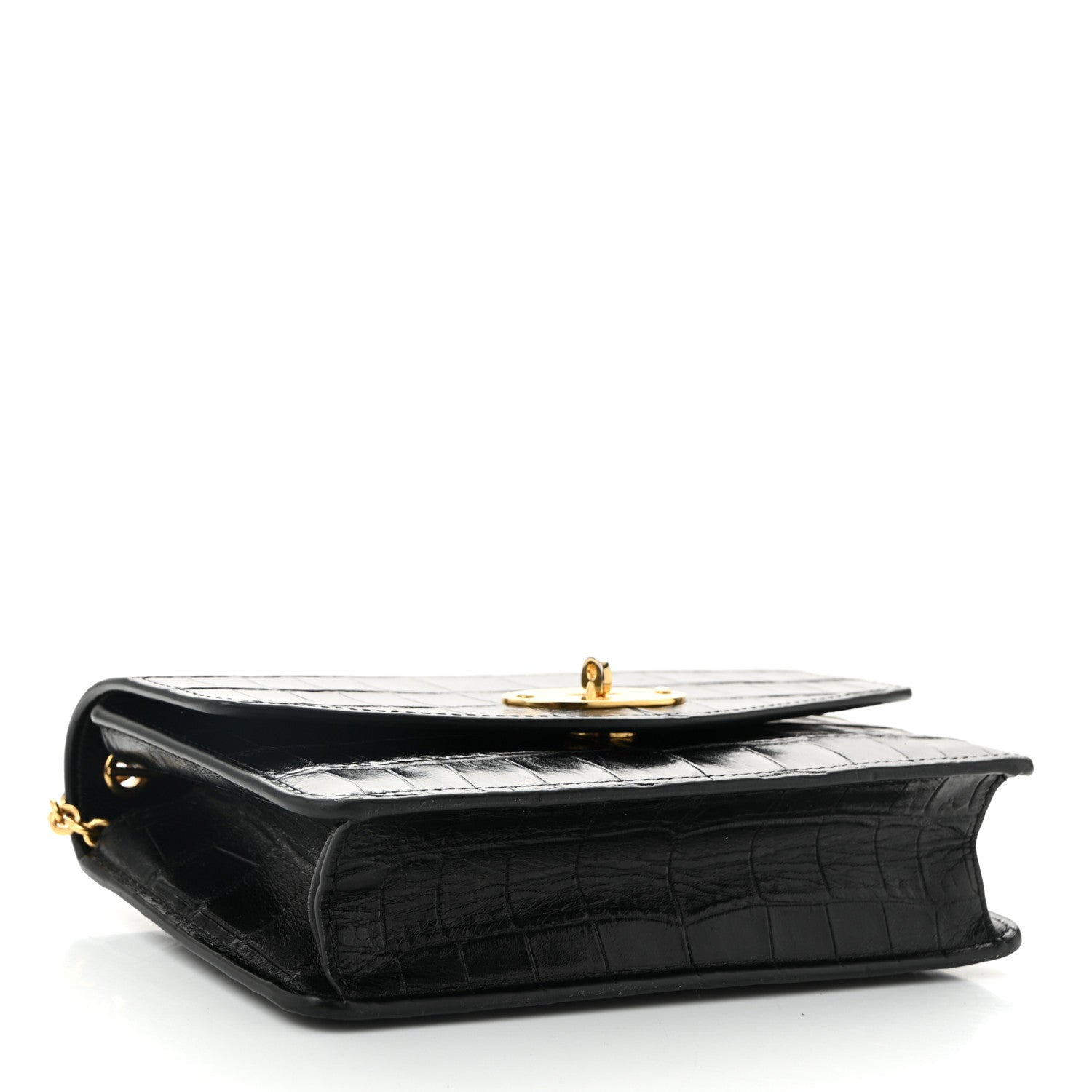 Crocodile Embossed Calfskin Small Darley Black