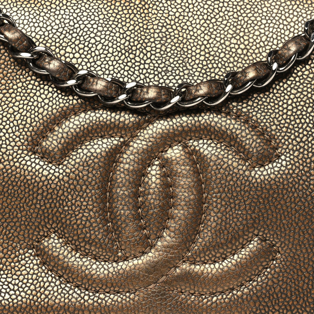 Metallic Caviar Medium Timeless CC Flap Bronze