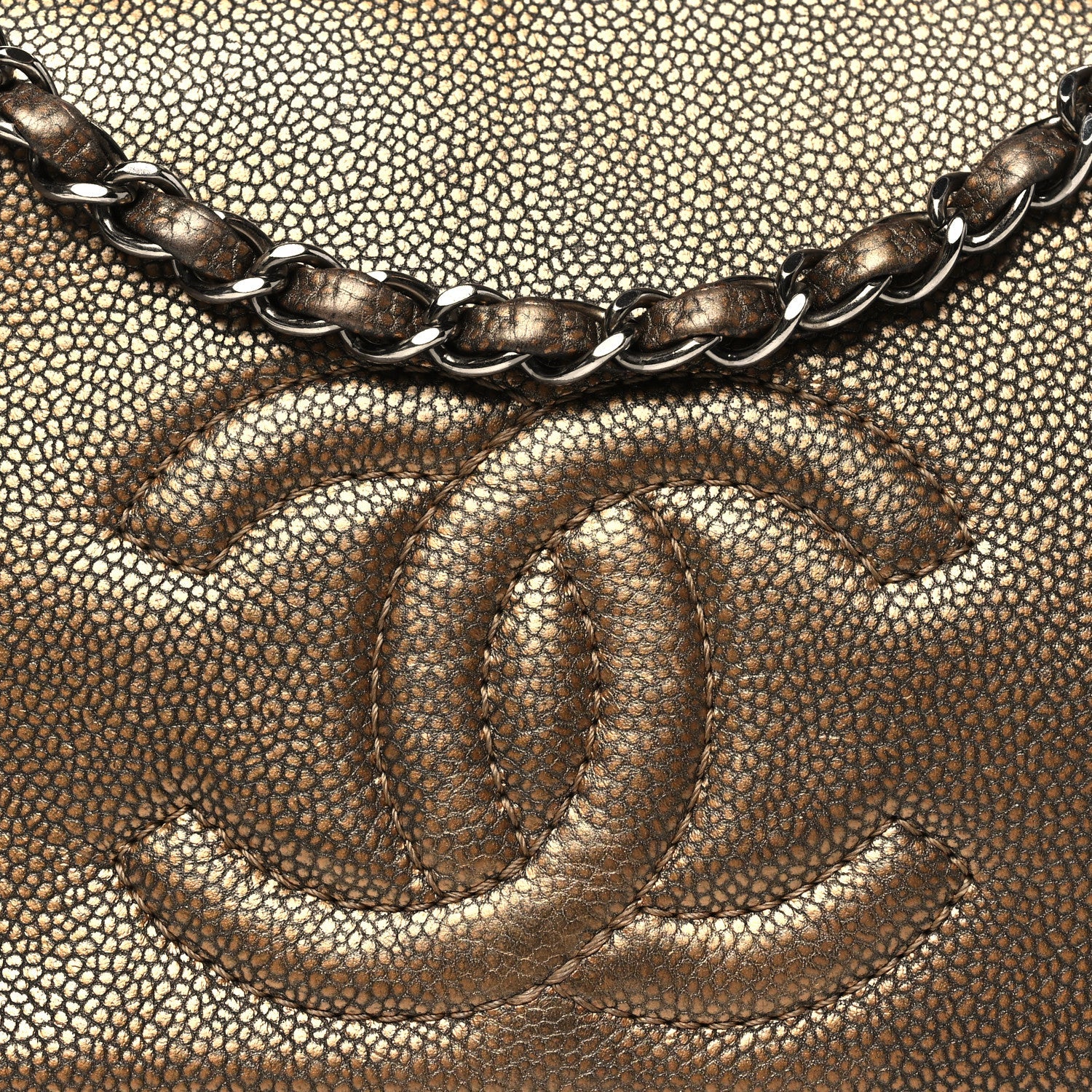 Metallic Caviar Medium Timeless CC Flap Bronze
