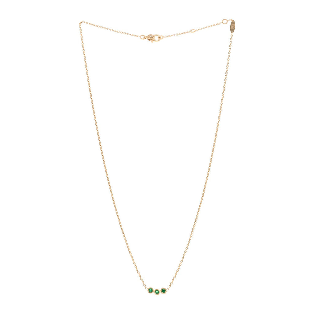 18K Yellow Gold Emerald Mimirose Pendant Necklace