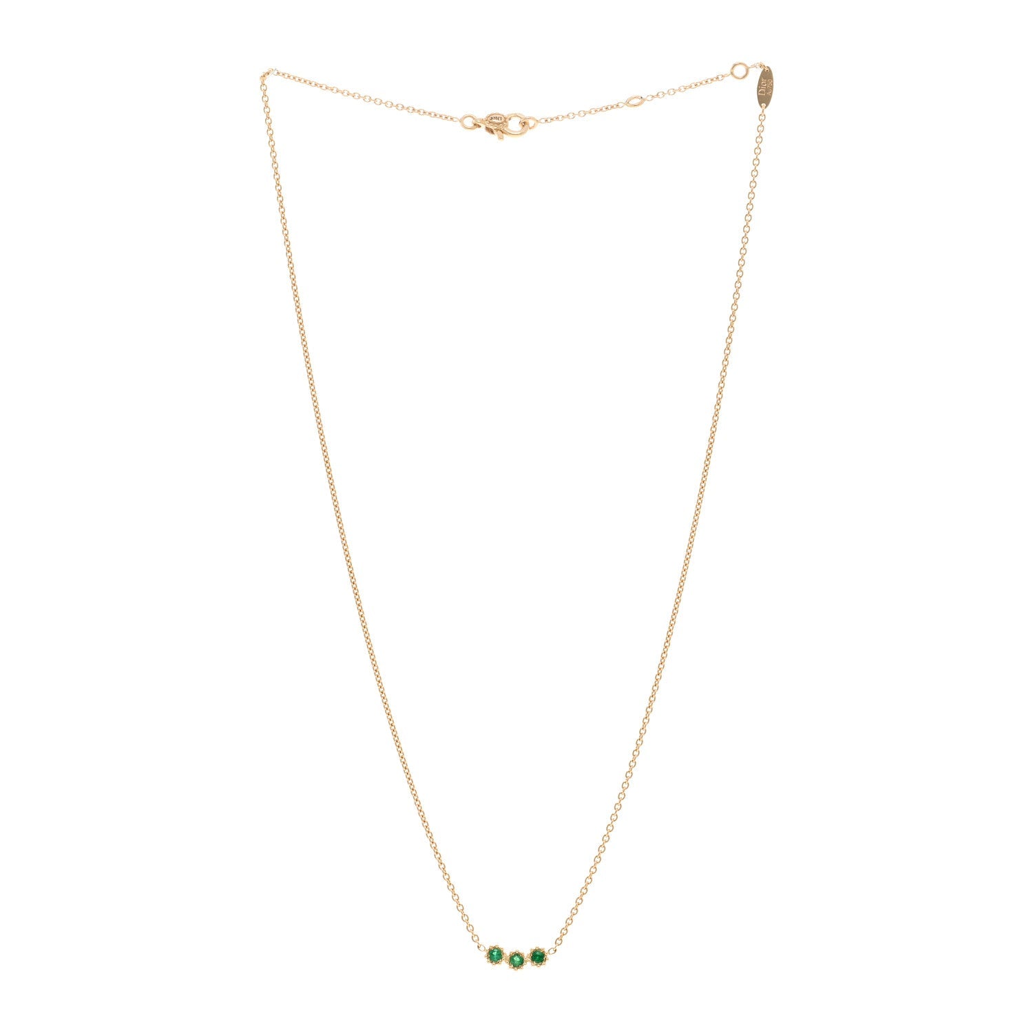 18K Yellow Gold Emerald Mimirose Pendant Necklace