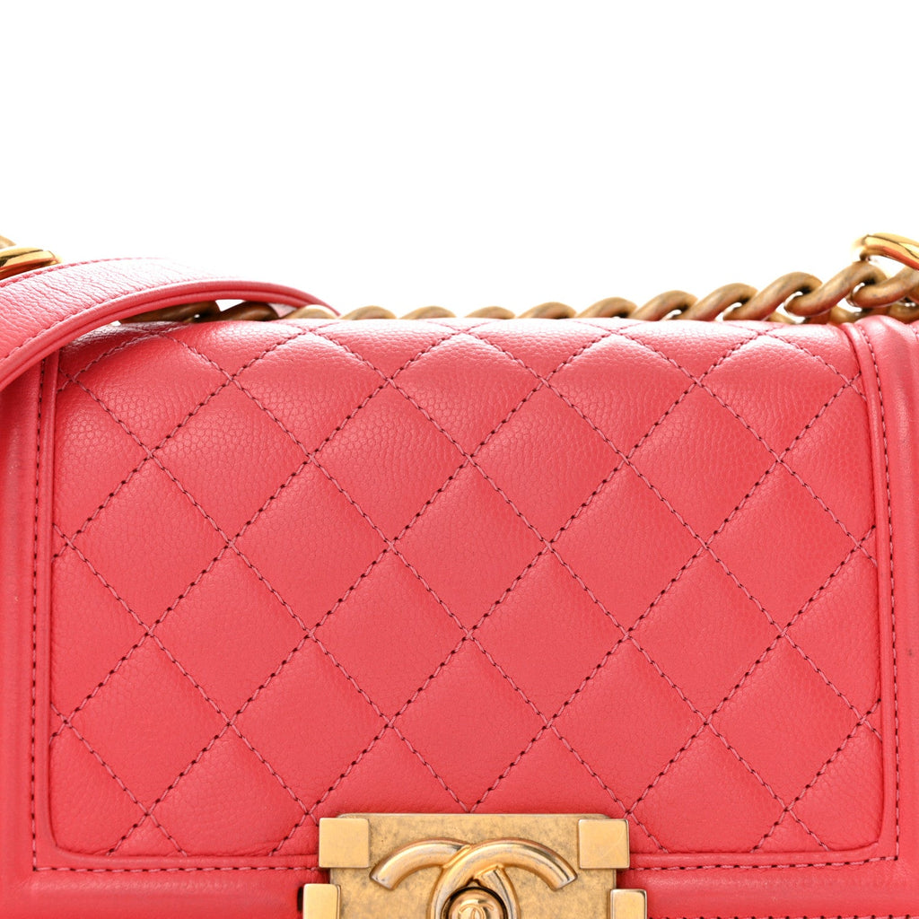 Caviar Quilted Small Boy Flap Pink