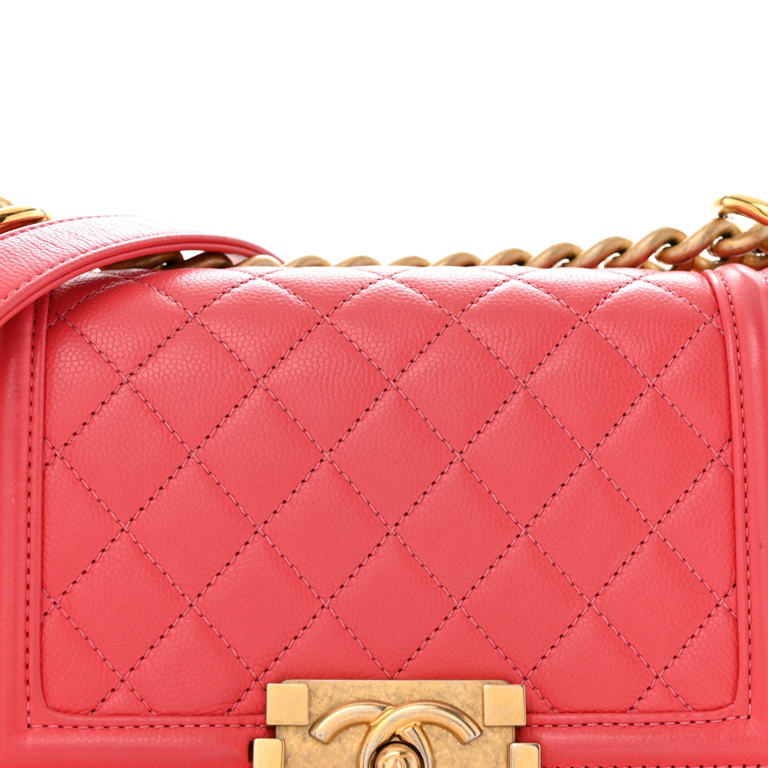 Caviar Quilted Small Boy Flap Pink