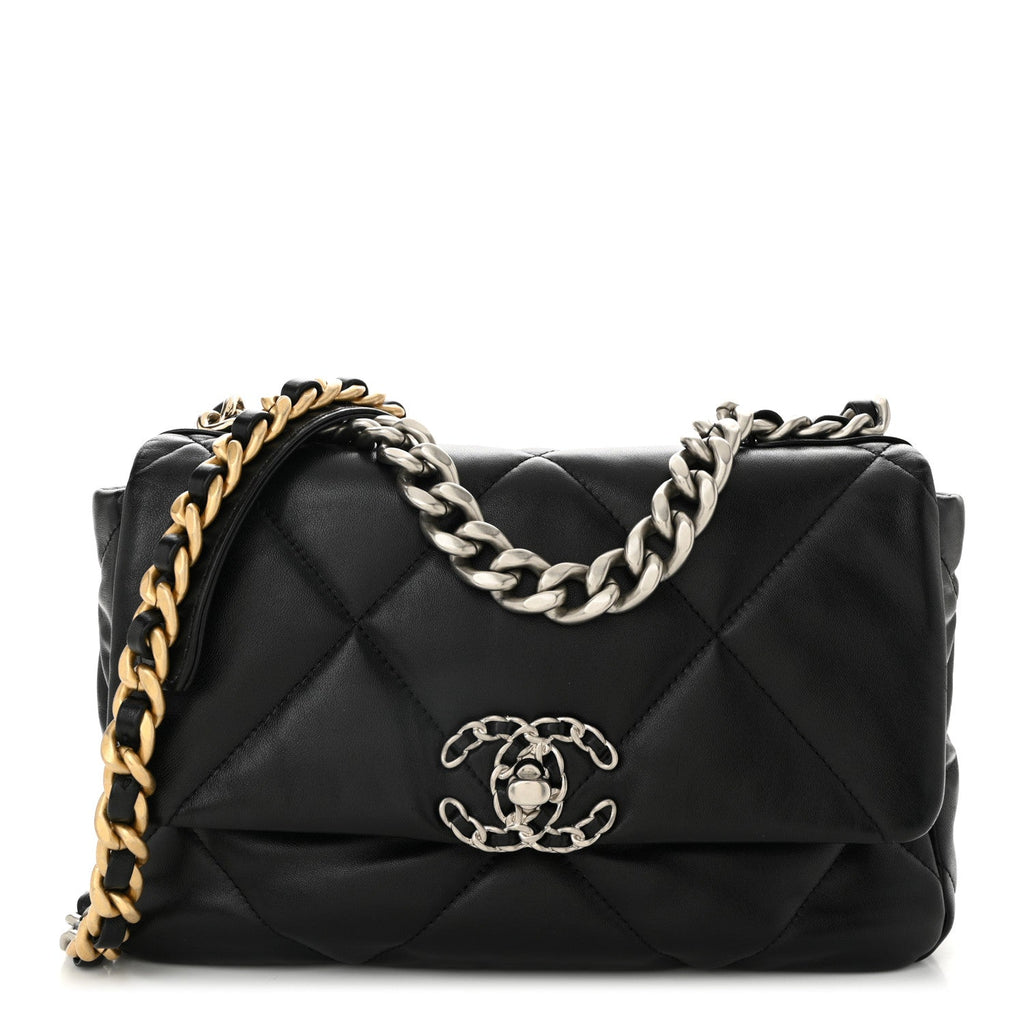 Lambskin Quilted Medium Chanel 19 Flap Black