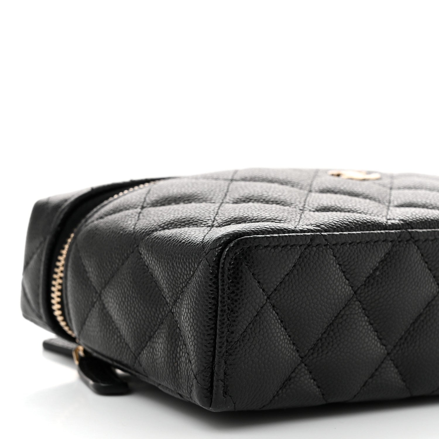 Caviar Quilted Top Handle Slim Vanity With Chain Black