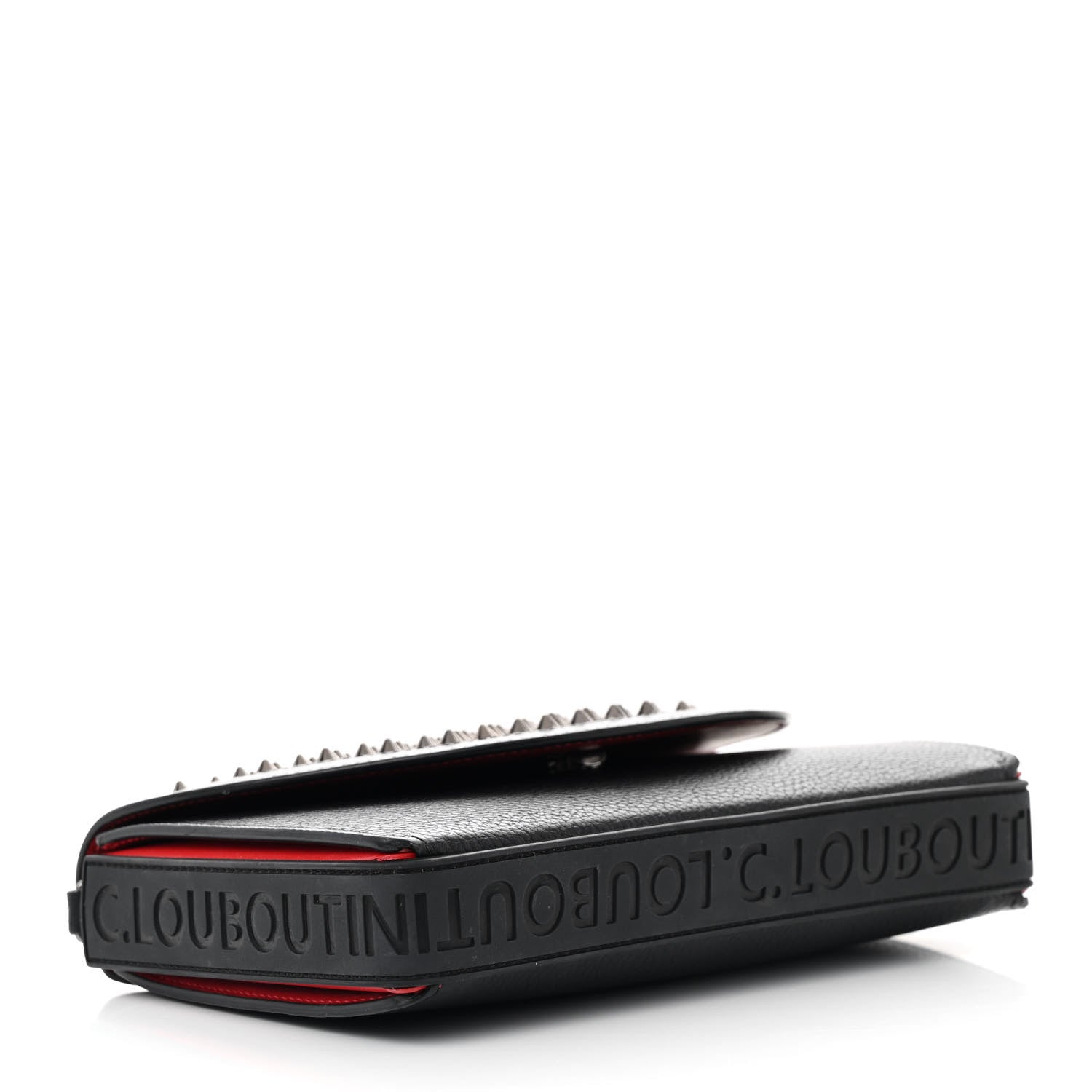 Calfskin Funky Spikes Wallet on Strap Black