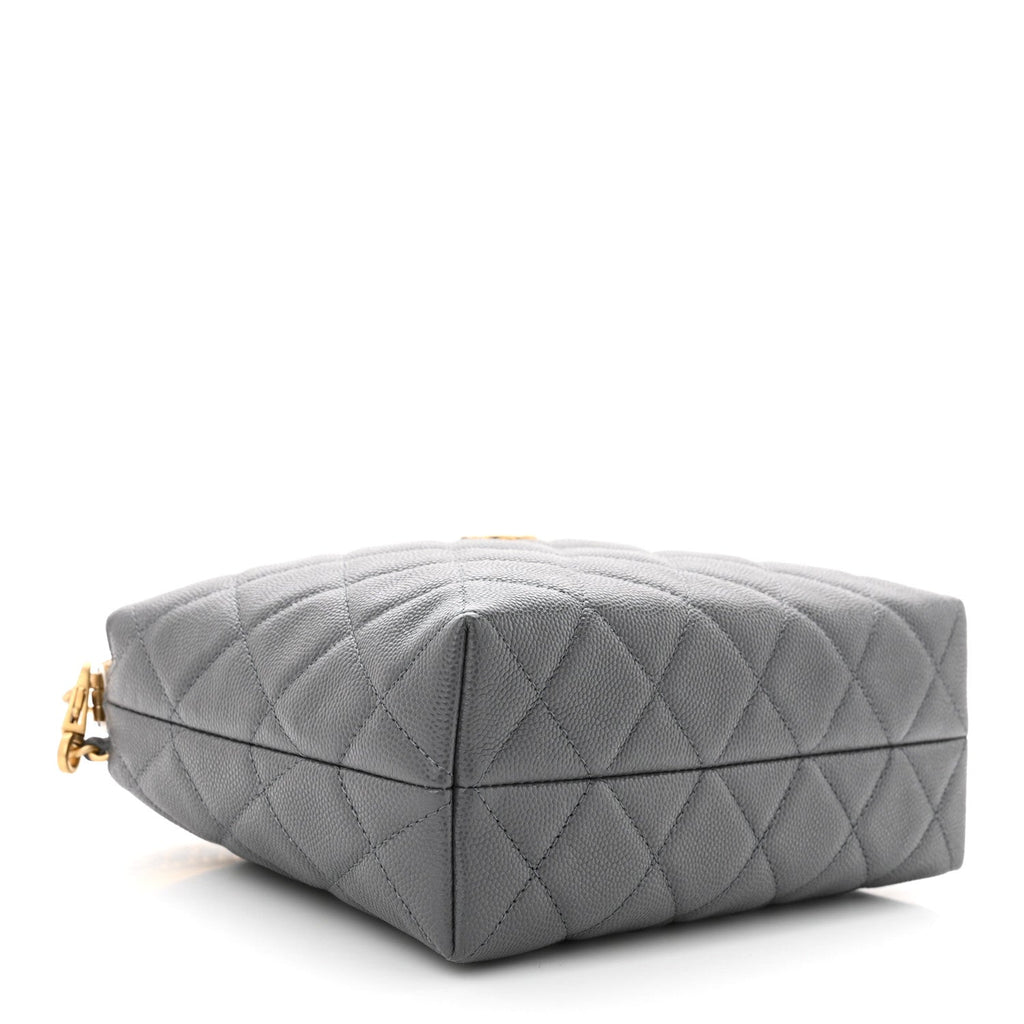 Caviar Quilted Chanel Way Clutch With Chain Grey