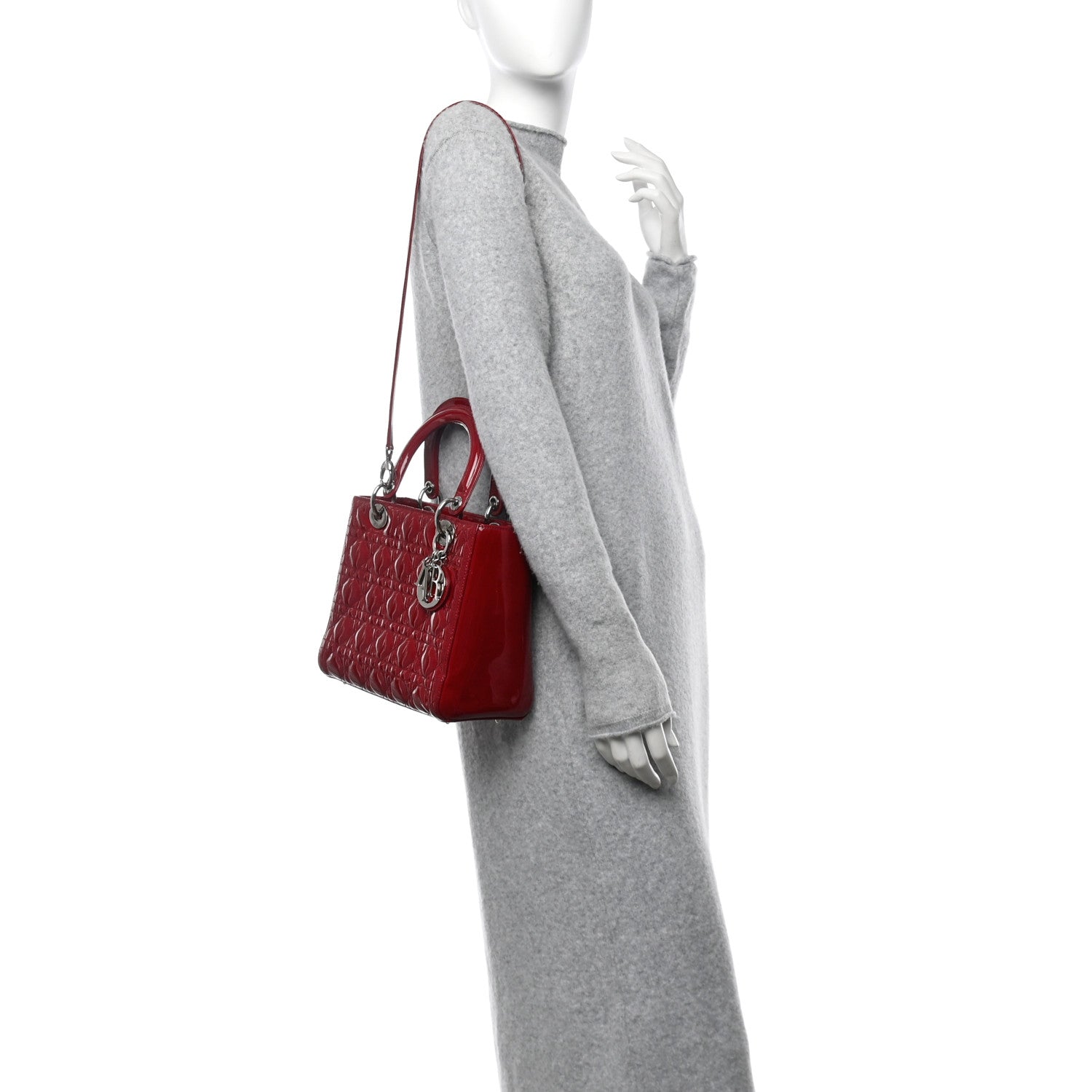 Patent Cannage Medium Lady Dior Burgundy Red
