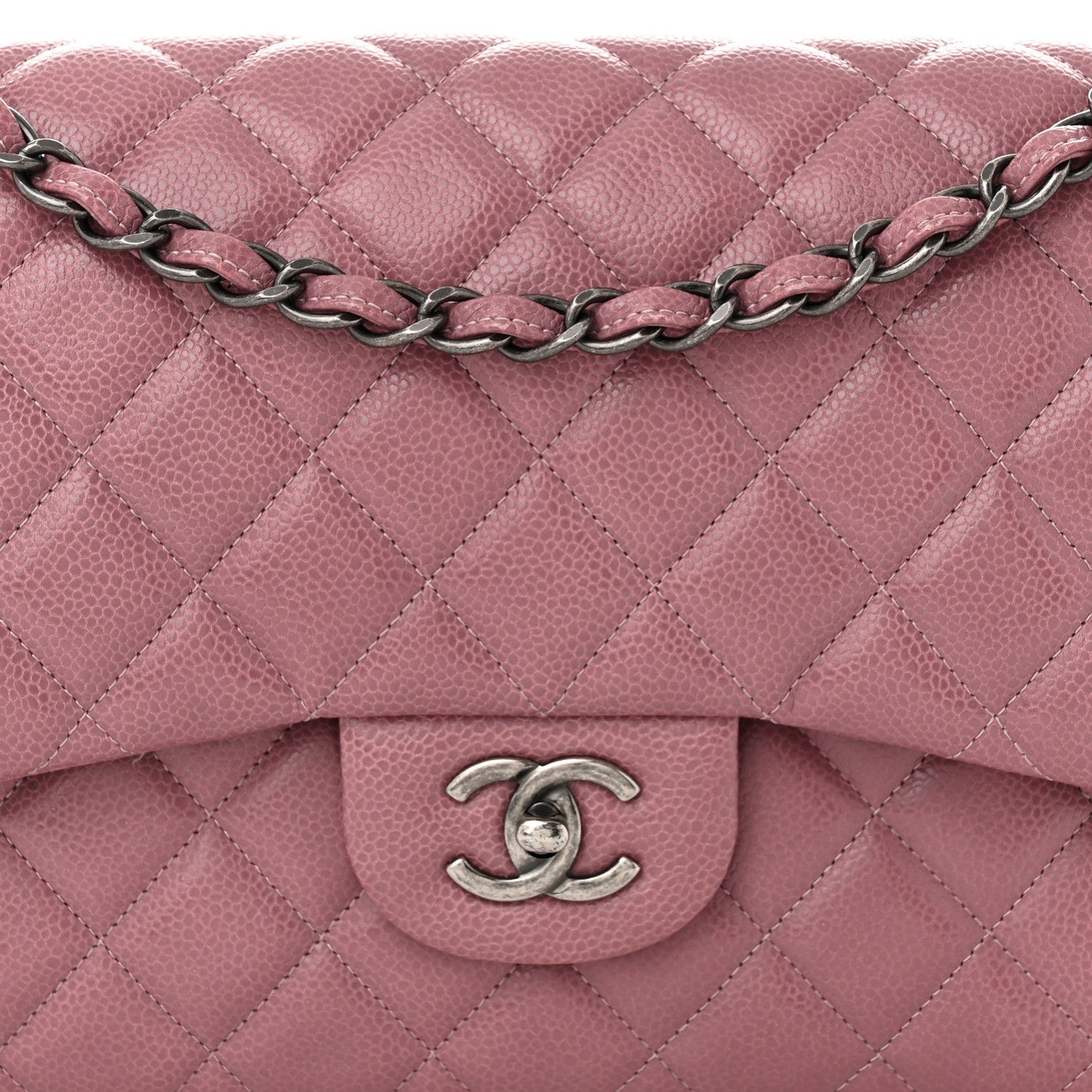 Caviar Quilted Jumbo Double Flap Light Purple