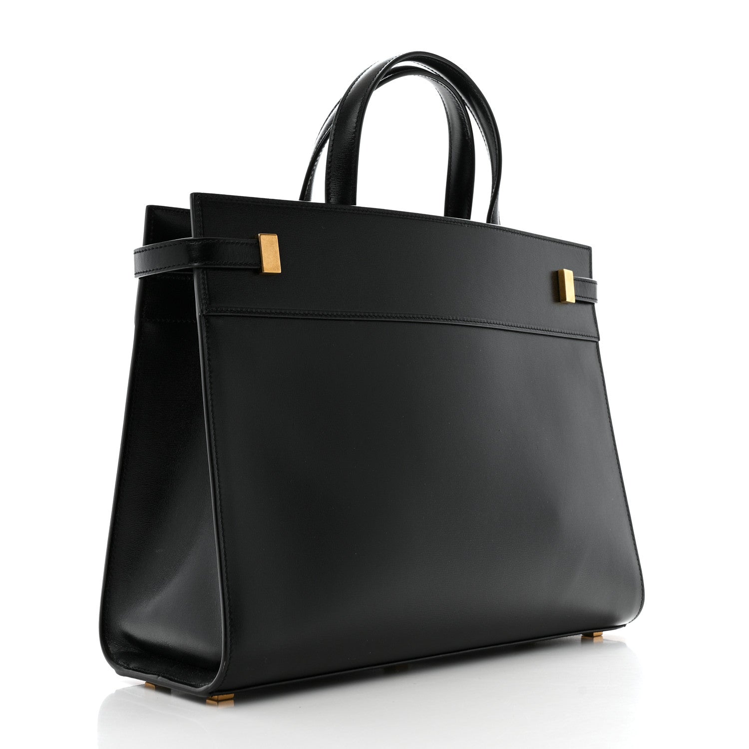Calfskin Small Manhattan Shopper Tote Black